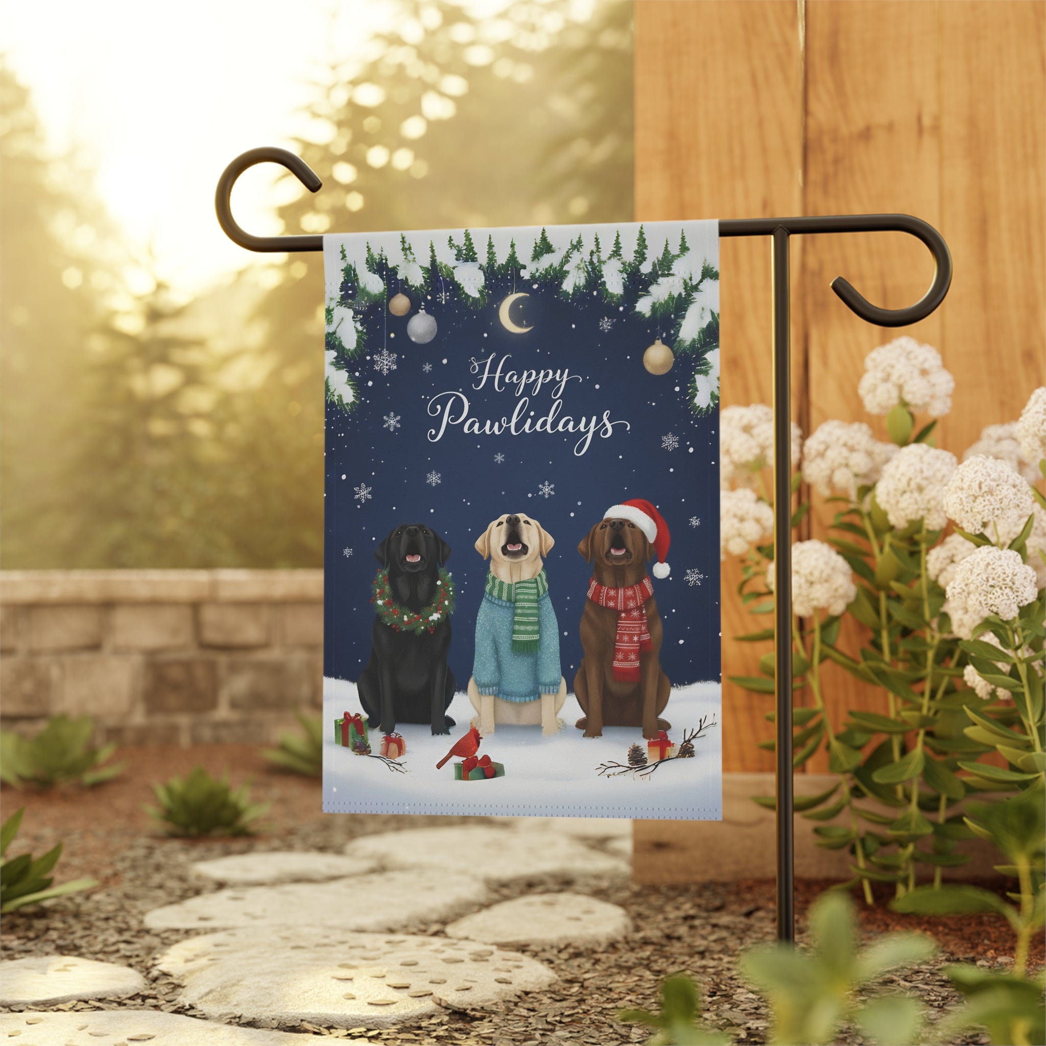 Happy Pawlidays Labrador Retrievers Garden Flag