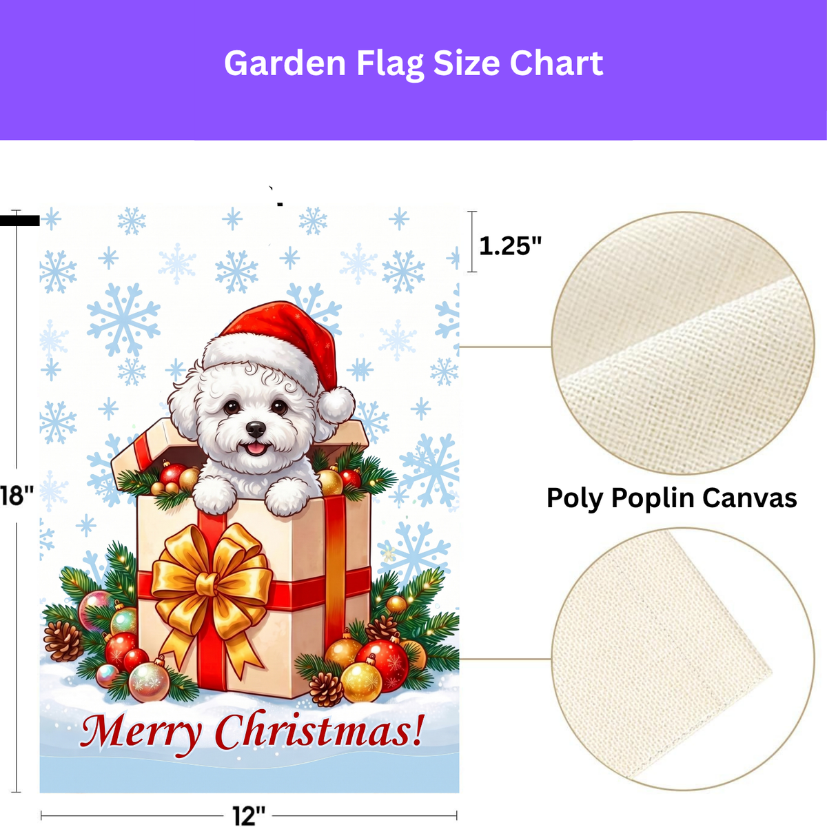 Bichon Frise and Christmas Present Garden Flag