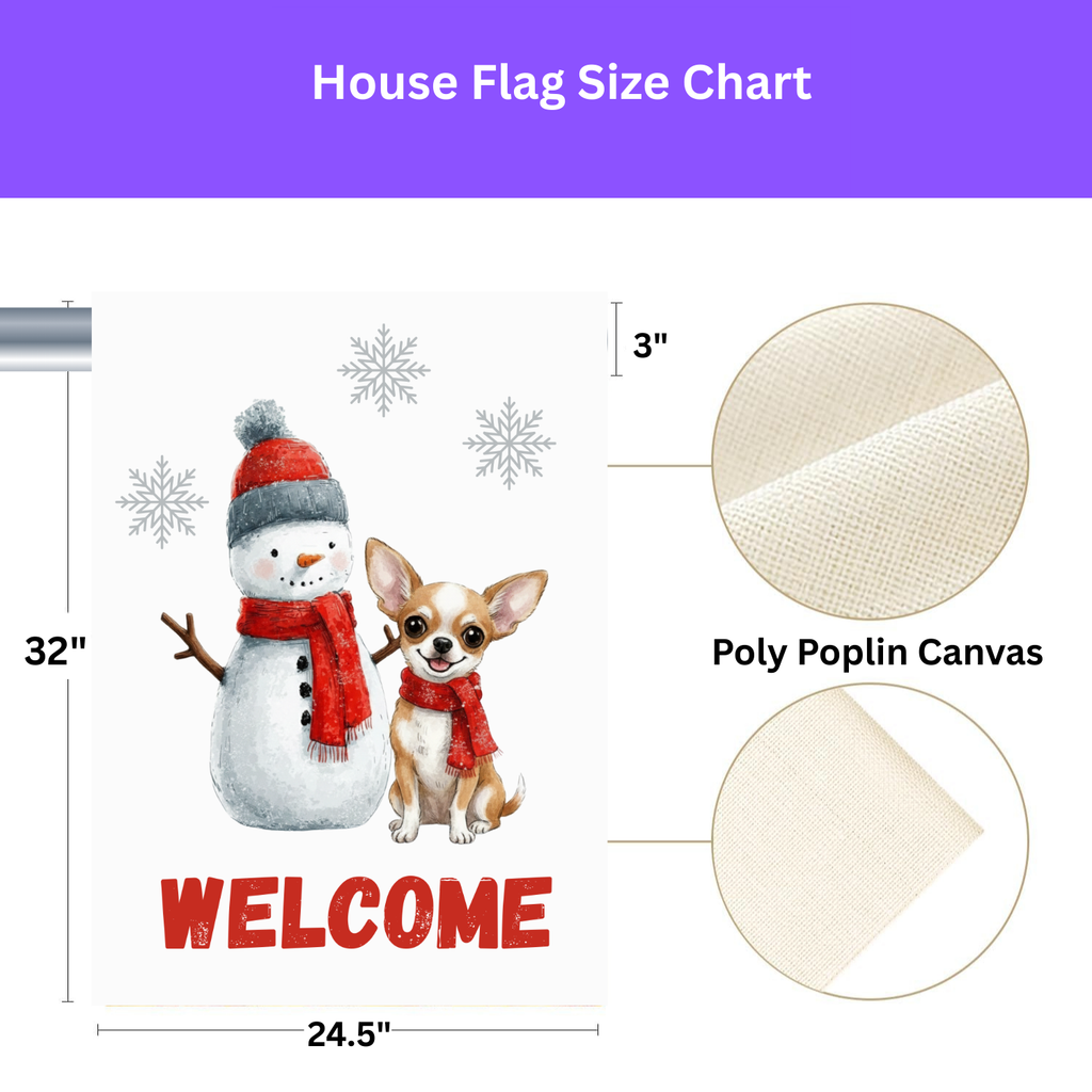 Snowman and Chihuahua Welcome Flag Garden Flag - yard display - Dragonfire Gardens