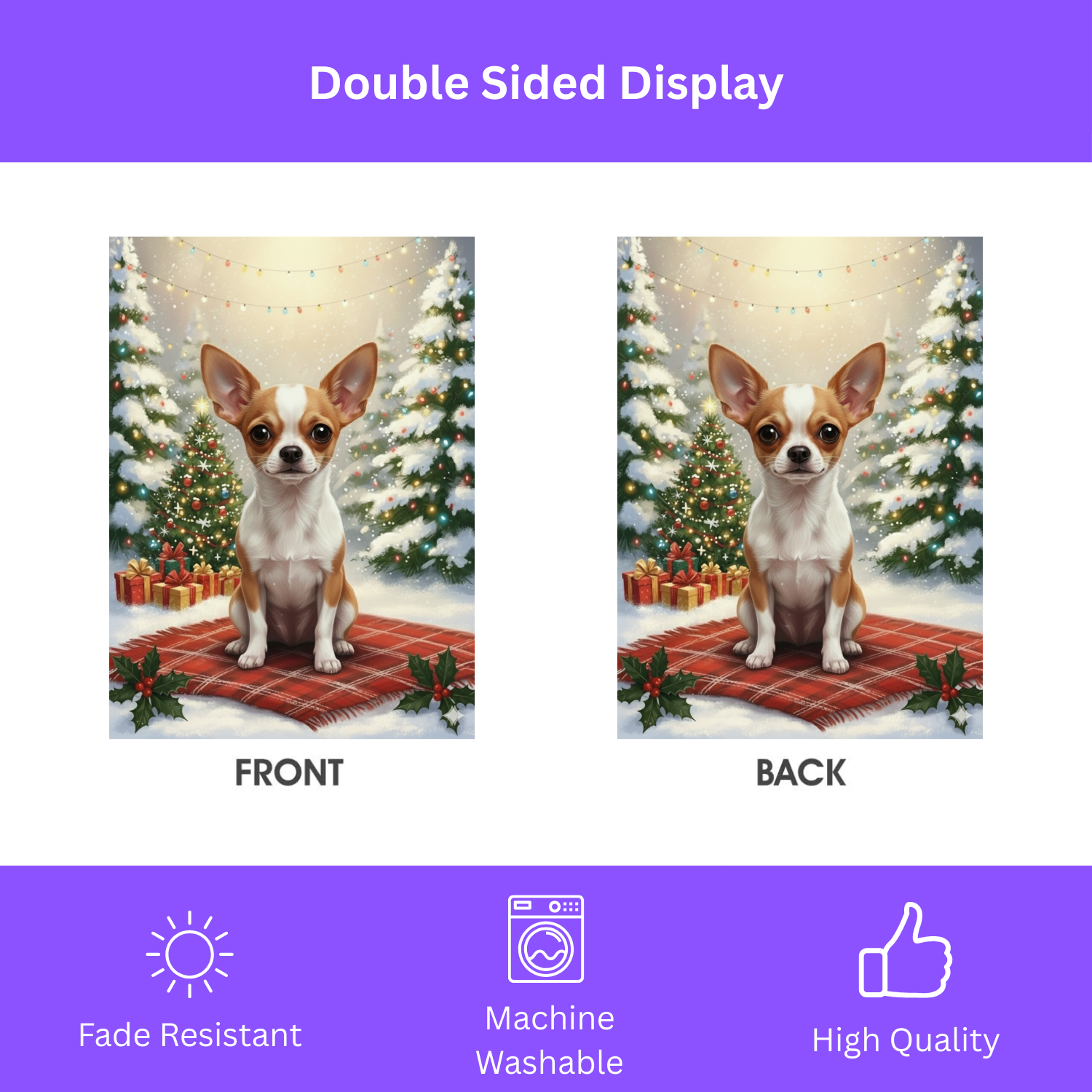 Christmas Tree and Presents Chihuahua Garden Flag