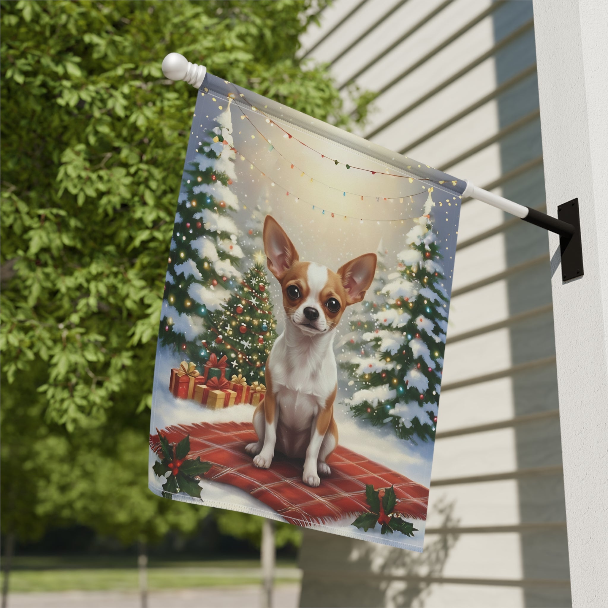 Christmas Tree and Presents Chihuahua Garden Flag