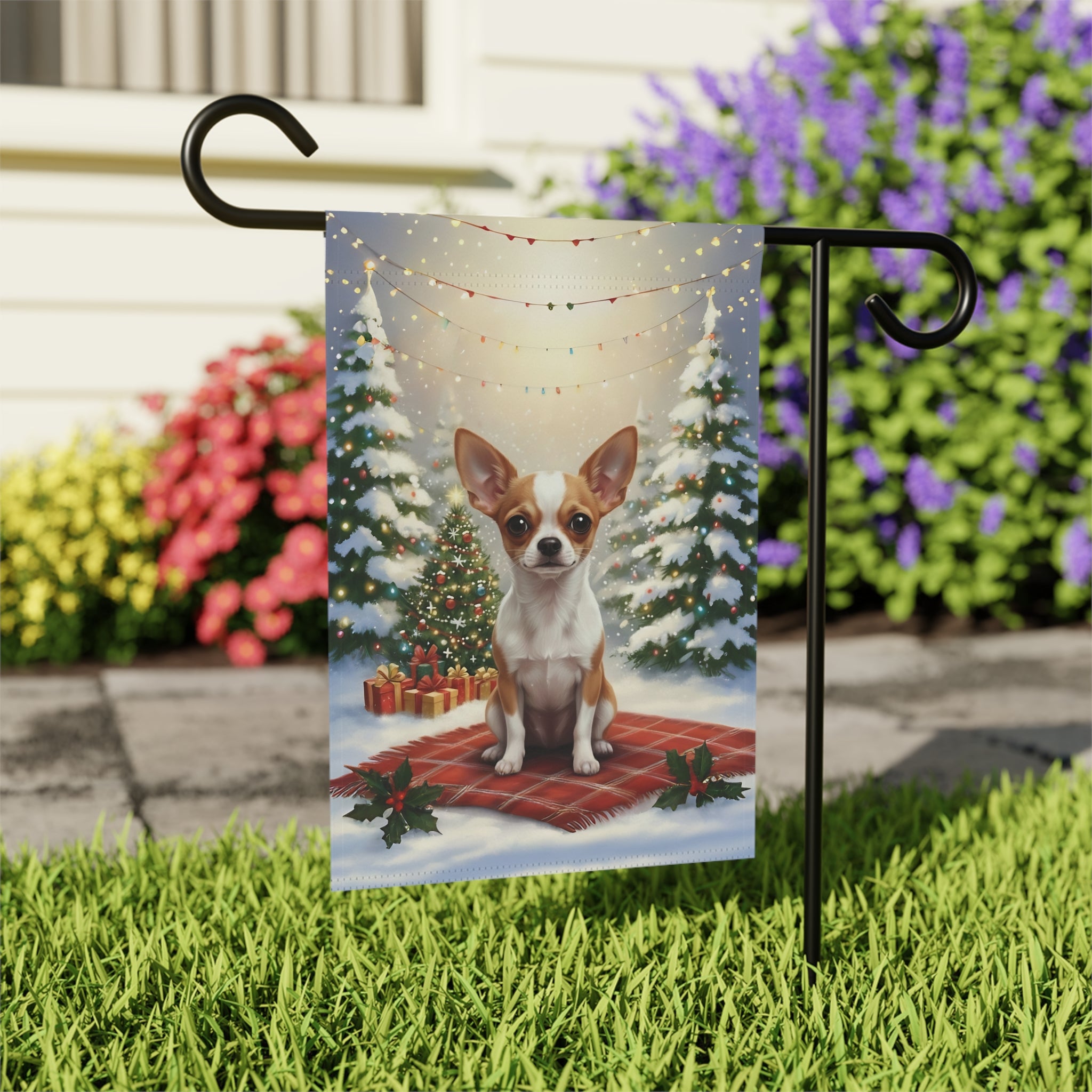 Christmas Tree and Presents Chihuahua Garden Flag