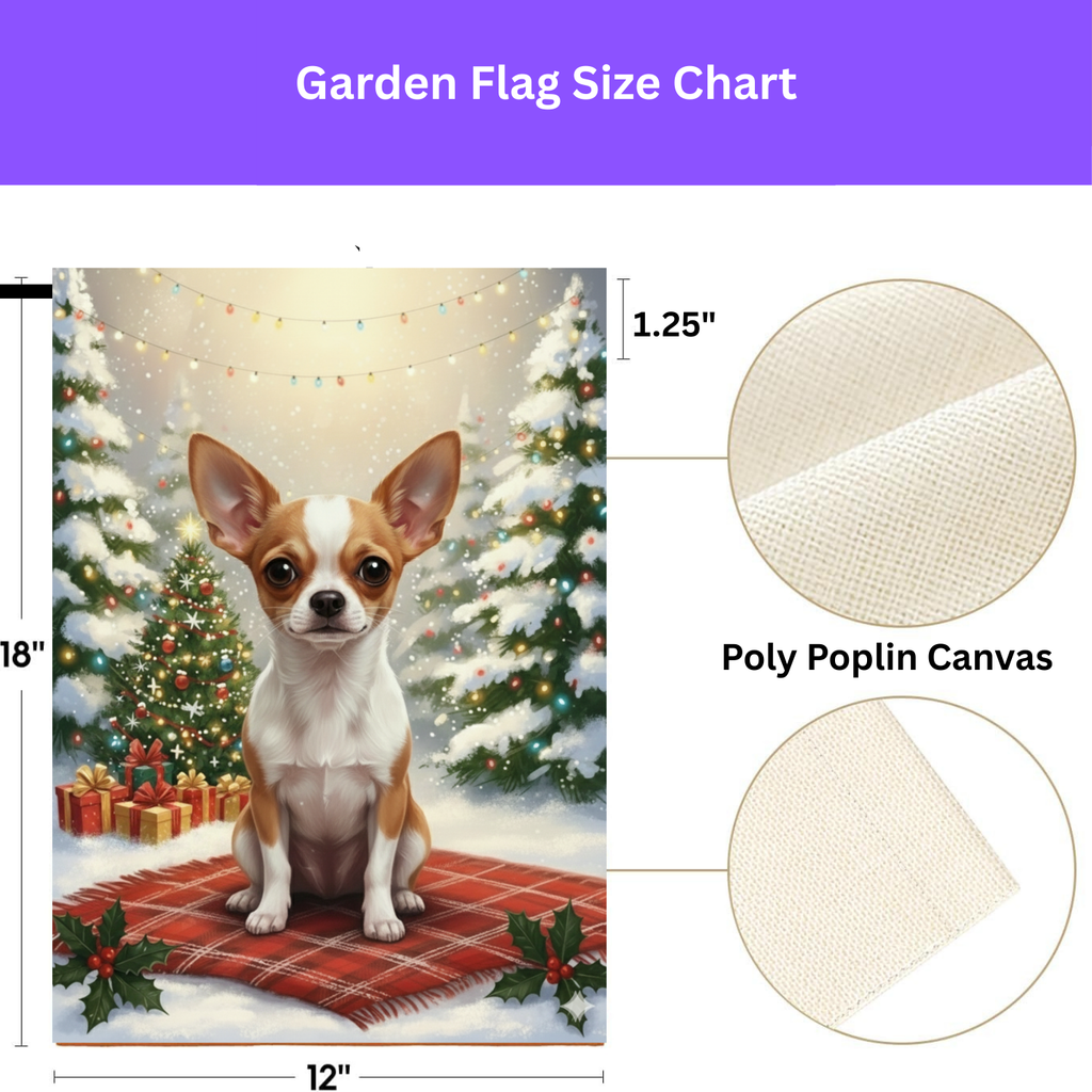 Christmas Tree and Presents Chihuahua Garden Flag - porch decor - Dragonfire Gardens
