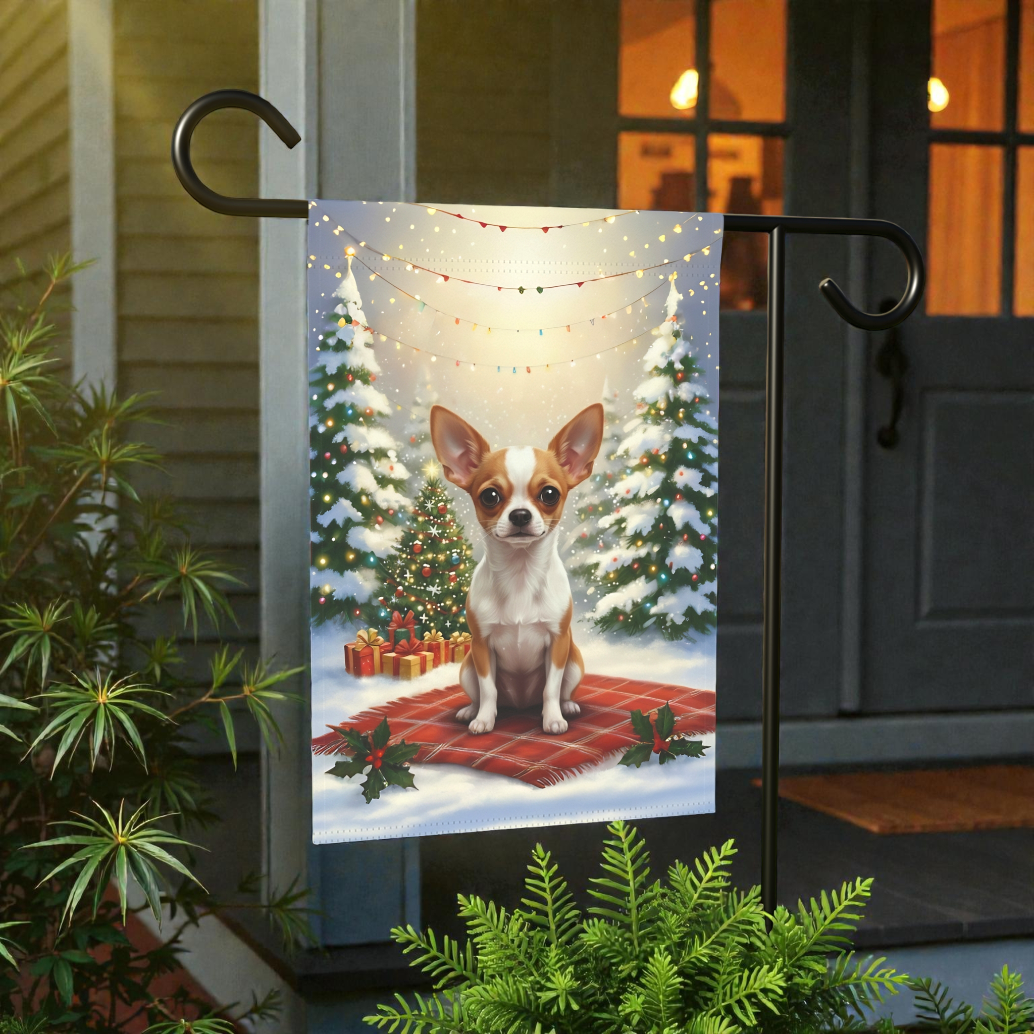 Christmas Tree and Presents Chihuahua Garden Flag