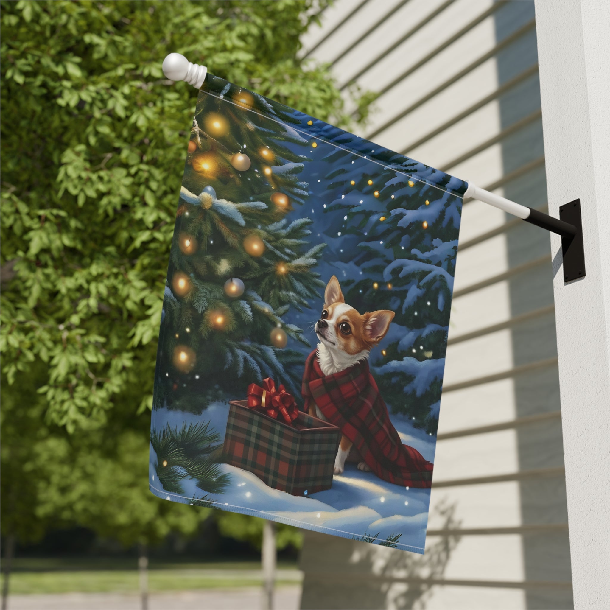 Chihuahua Christmas Present Garden Flag