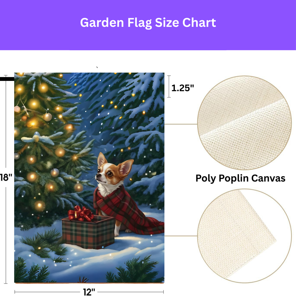 Chihuahua Christmas Present Garden Flag - porch decor - Dragonfire Gardens