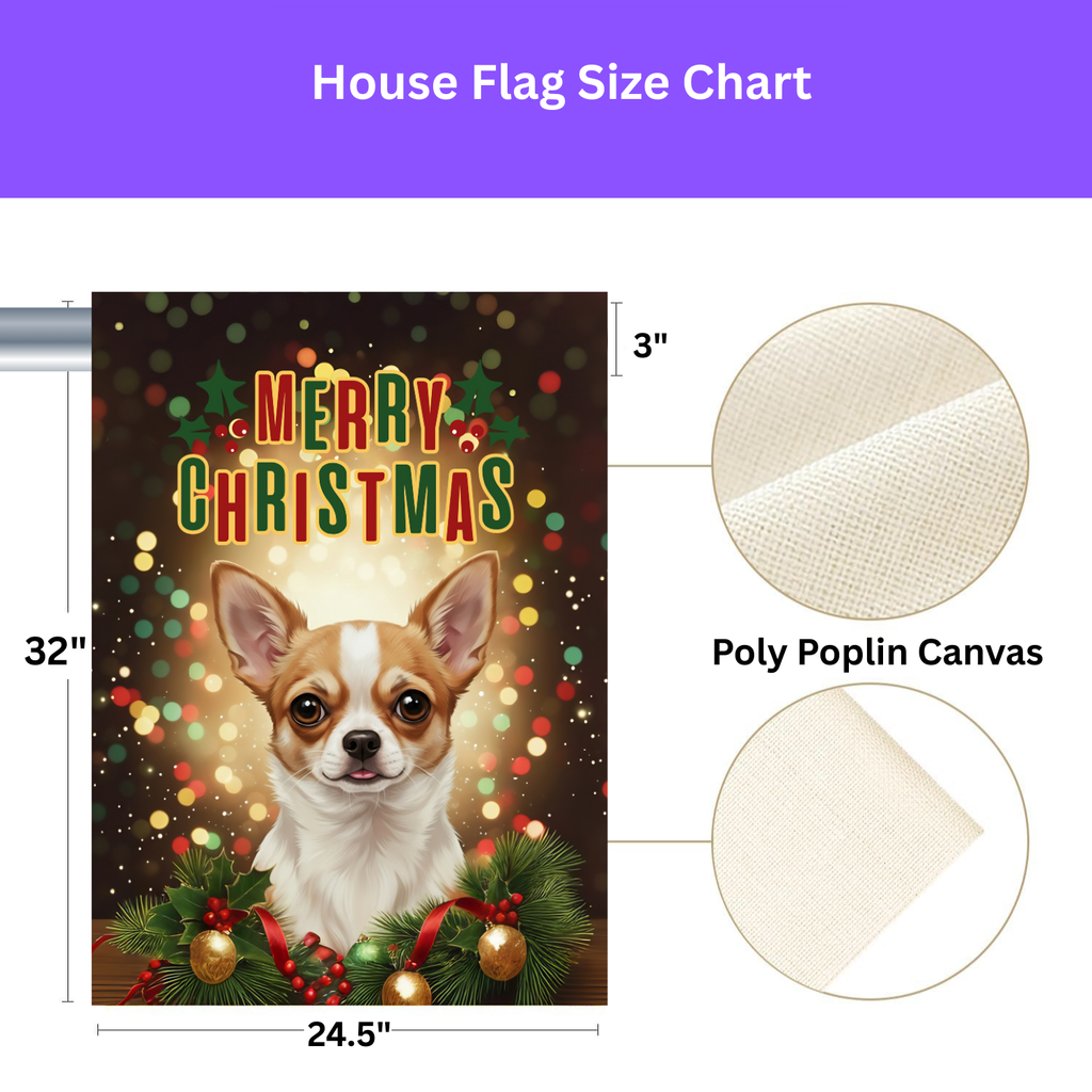 Merry Christmas In Lights Chihuahua Garden Flag - yard display - Dragonfire Gardens