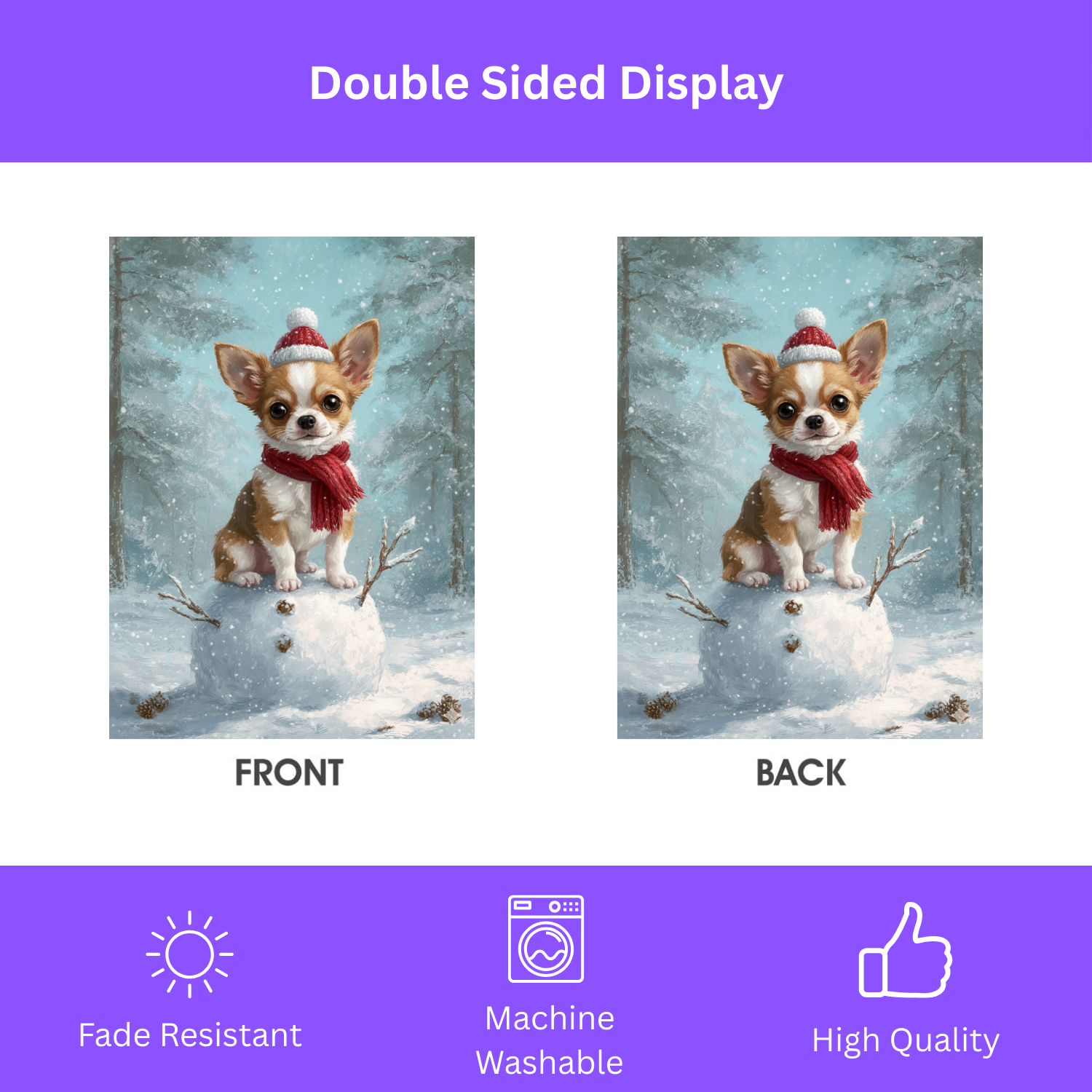 Making a Snowman Chihuahua Christmas Garden Flag