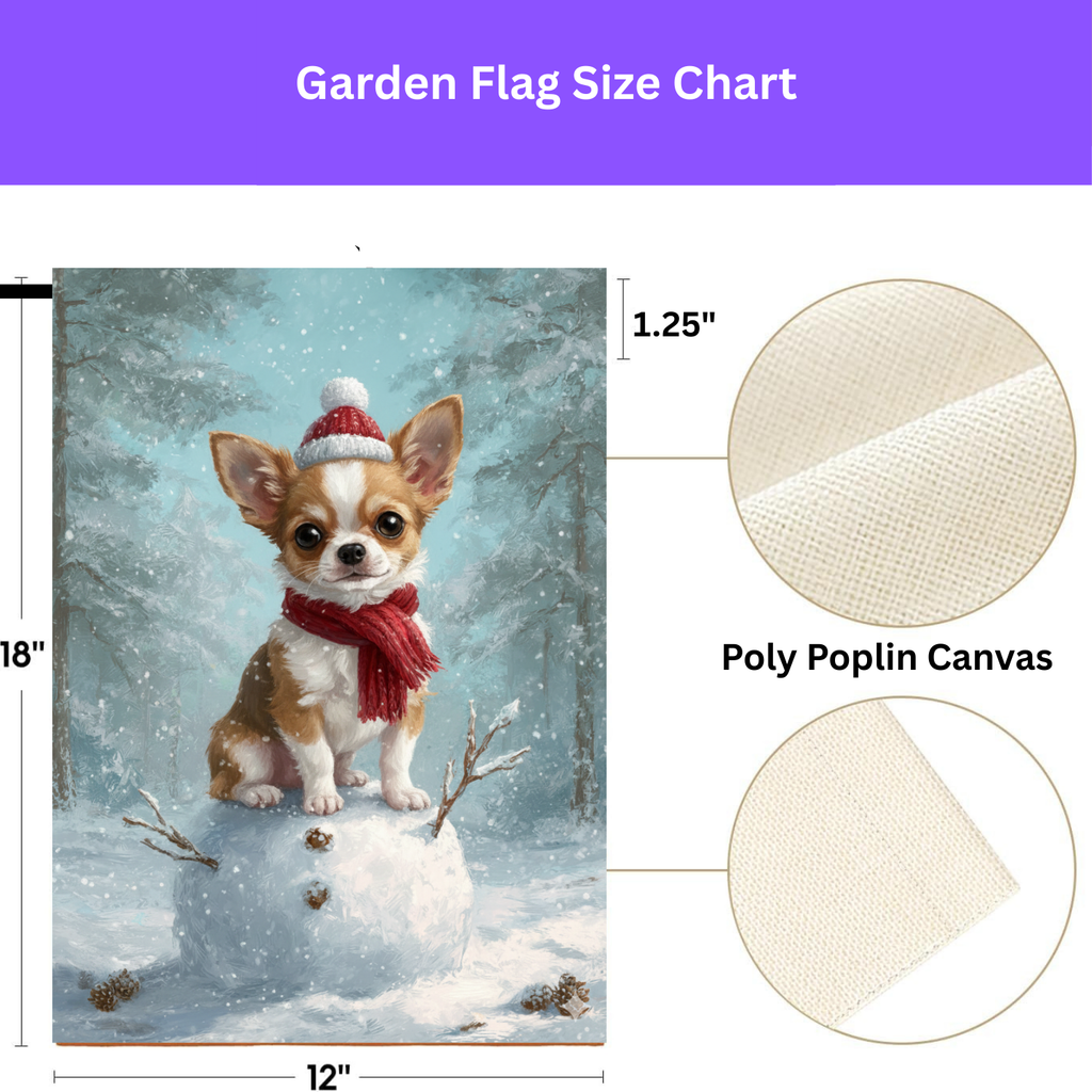 Making a Snowman Chihuahua Christmas Garden Flag