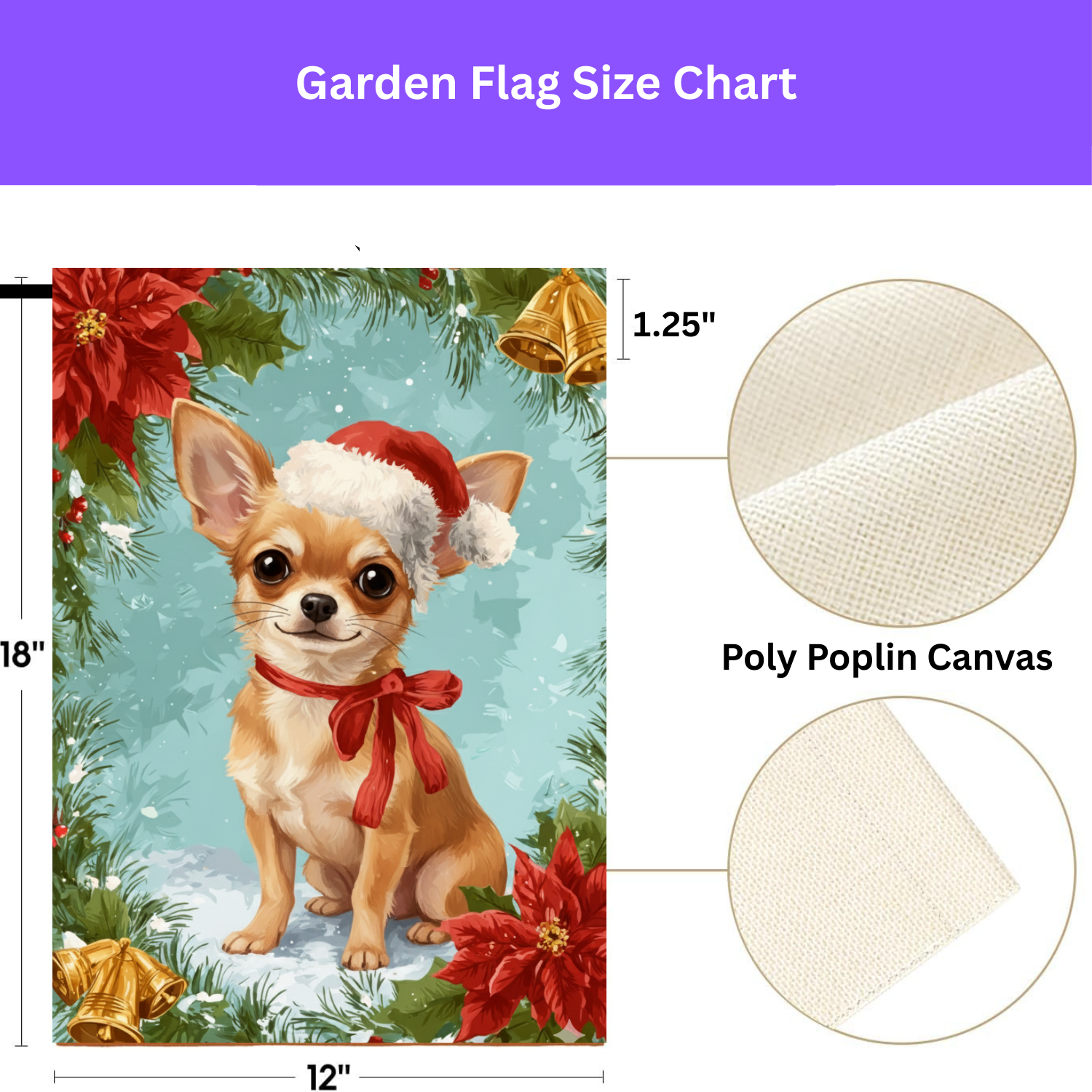Poinsettia Wreath Chihuahua Garden Flag - porch decor - Dragonfire Gardens