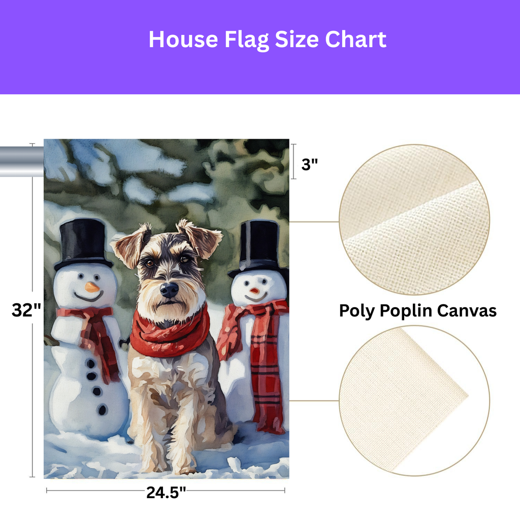 Schnauzer and Snowmen Winter Garden Flag - double-sided design - Dragonfire Gardens