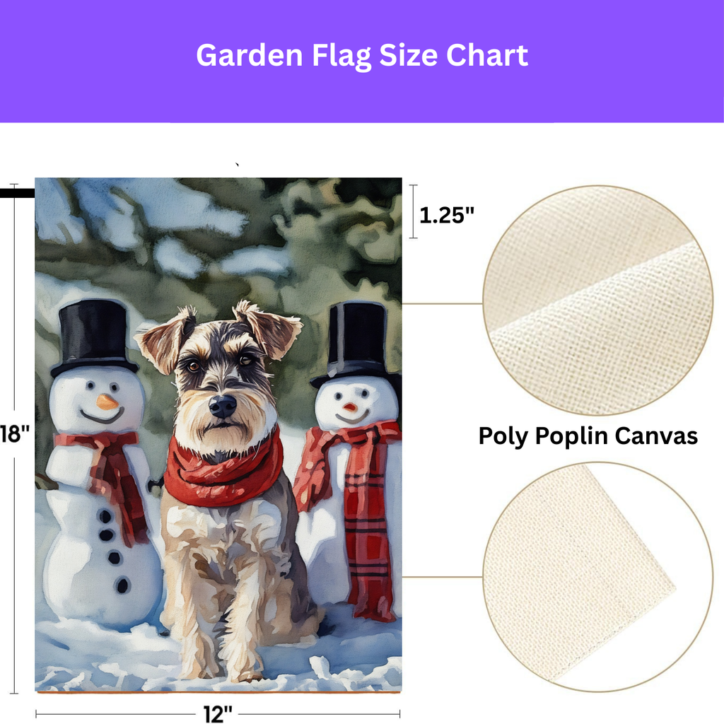 Schnauzer and Snowmen Winter Garden Flag - porch decor - Dragonfire Gardens