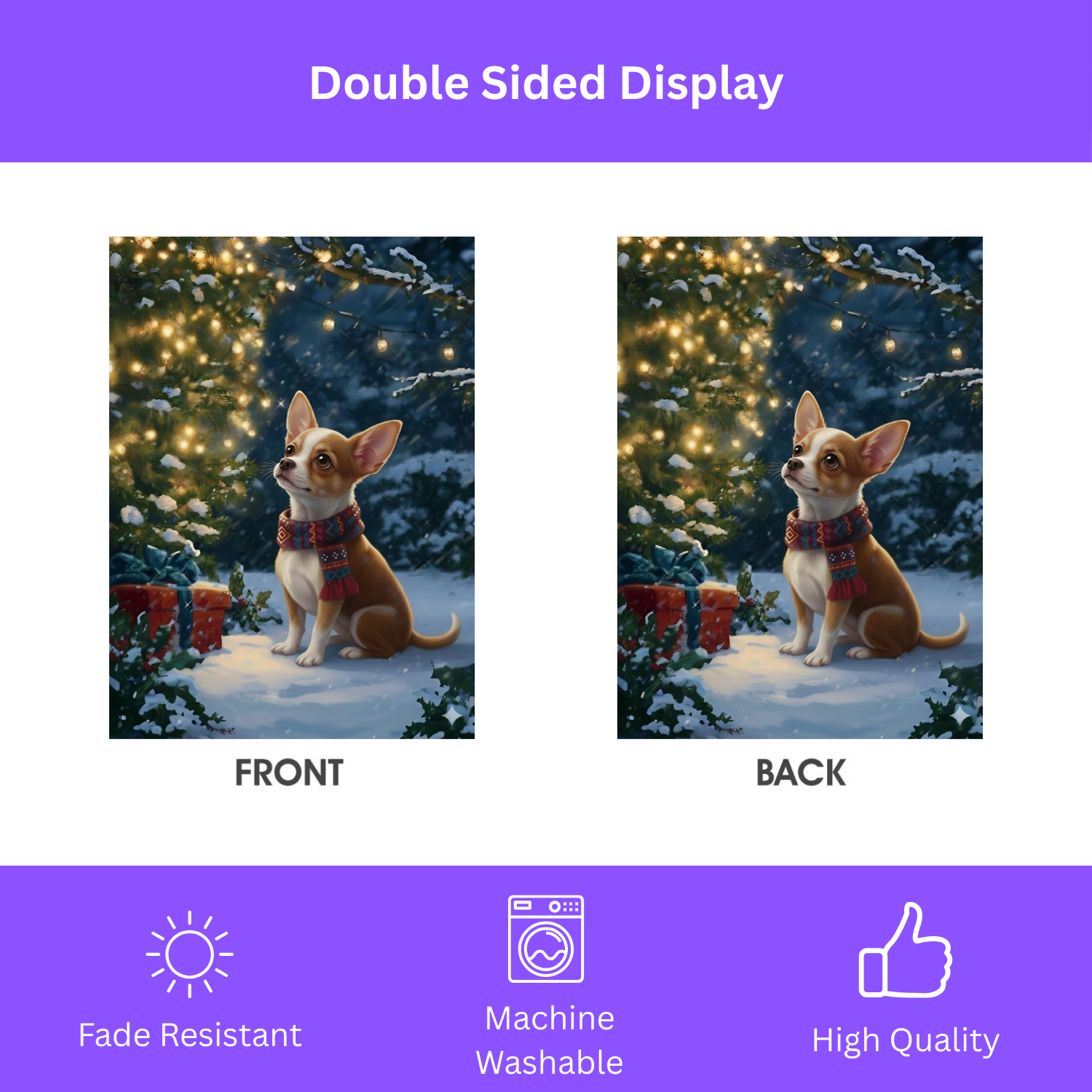 Standing By The Tree Chihuahua Garden Flag - double-sided design - Dragonfire Gardens