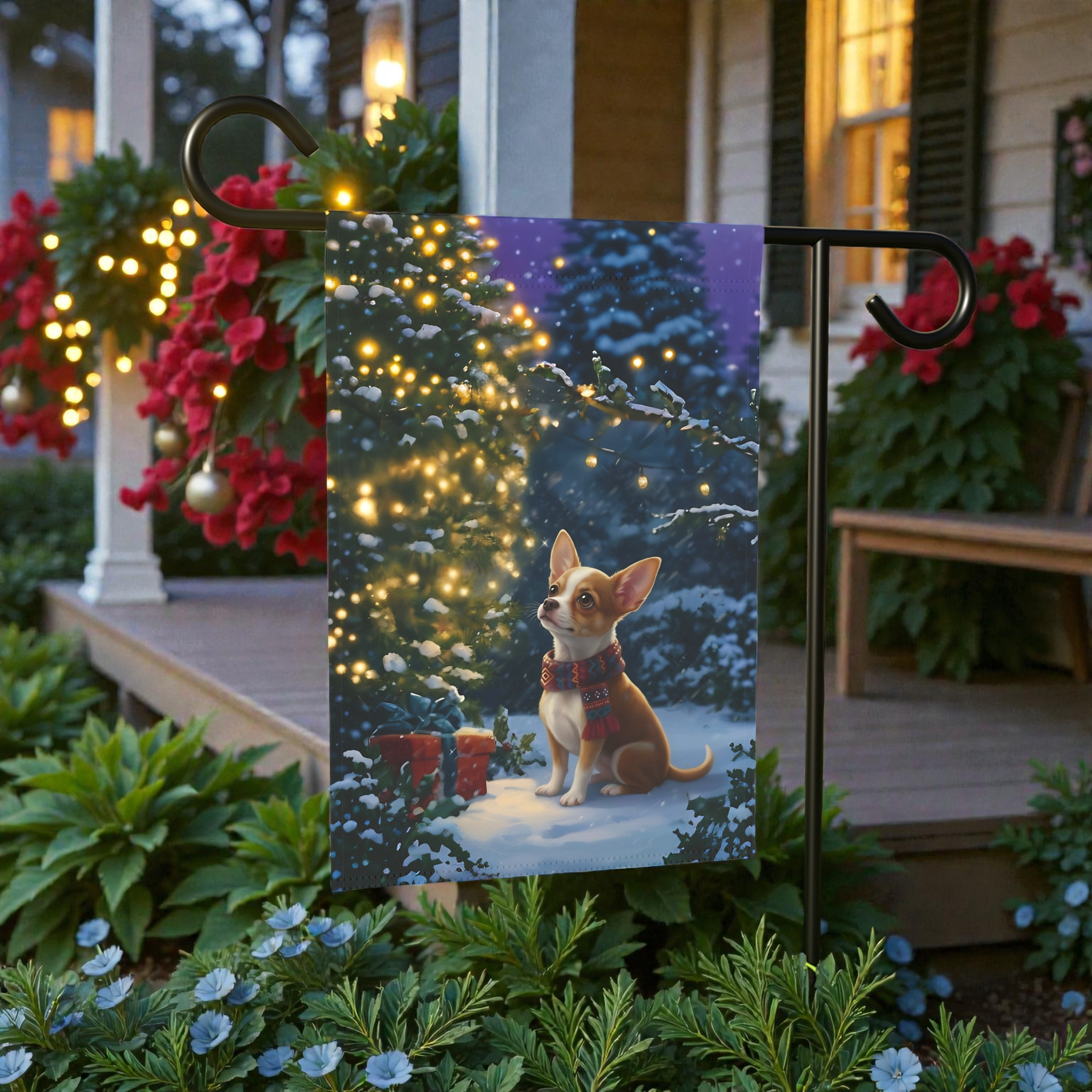 Standing By The Tree Chihuahua Garden Flag - product detail - Dragonfire Gardens