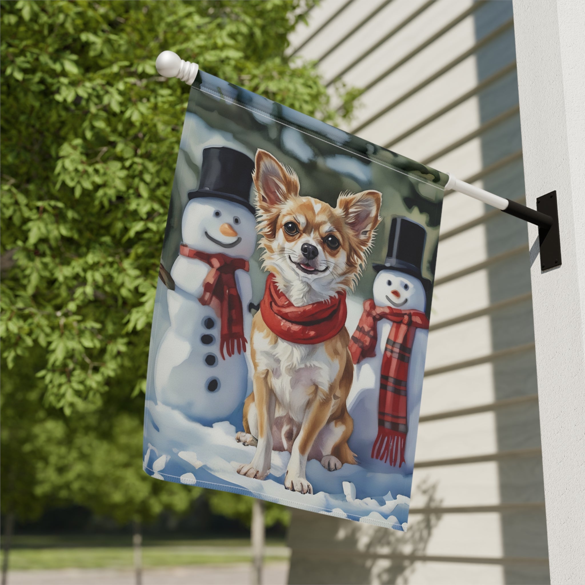 Chihuahua and Snowmen Christmas Garden Flag