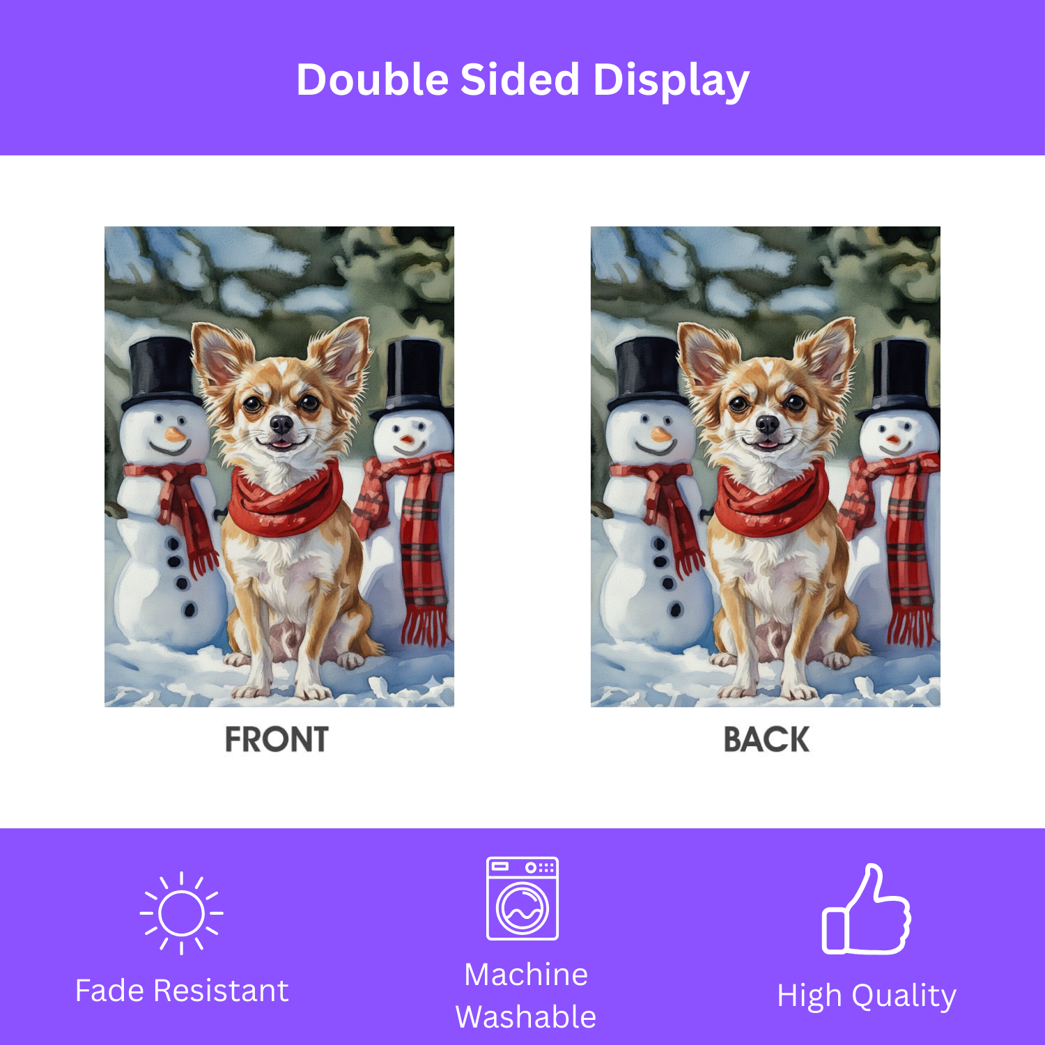 Chihuahua and Snowmen Christmas Garden Flag