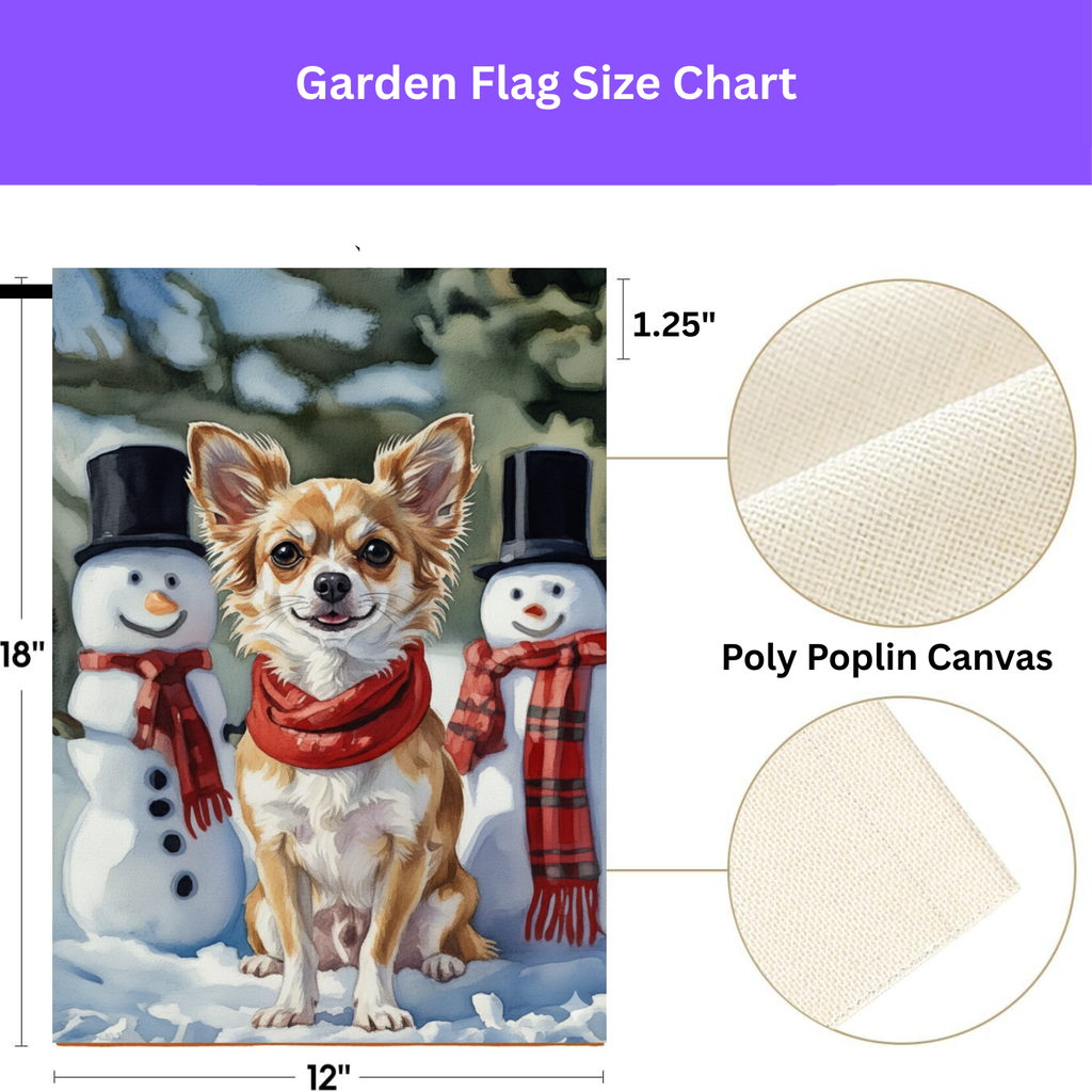 Chihuahua and Snowmen Christmas Garden Flag - porch decor - Dragonfire Gardens