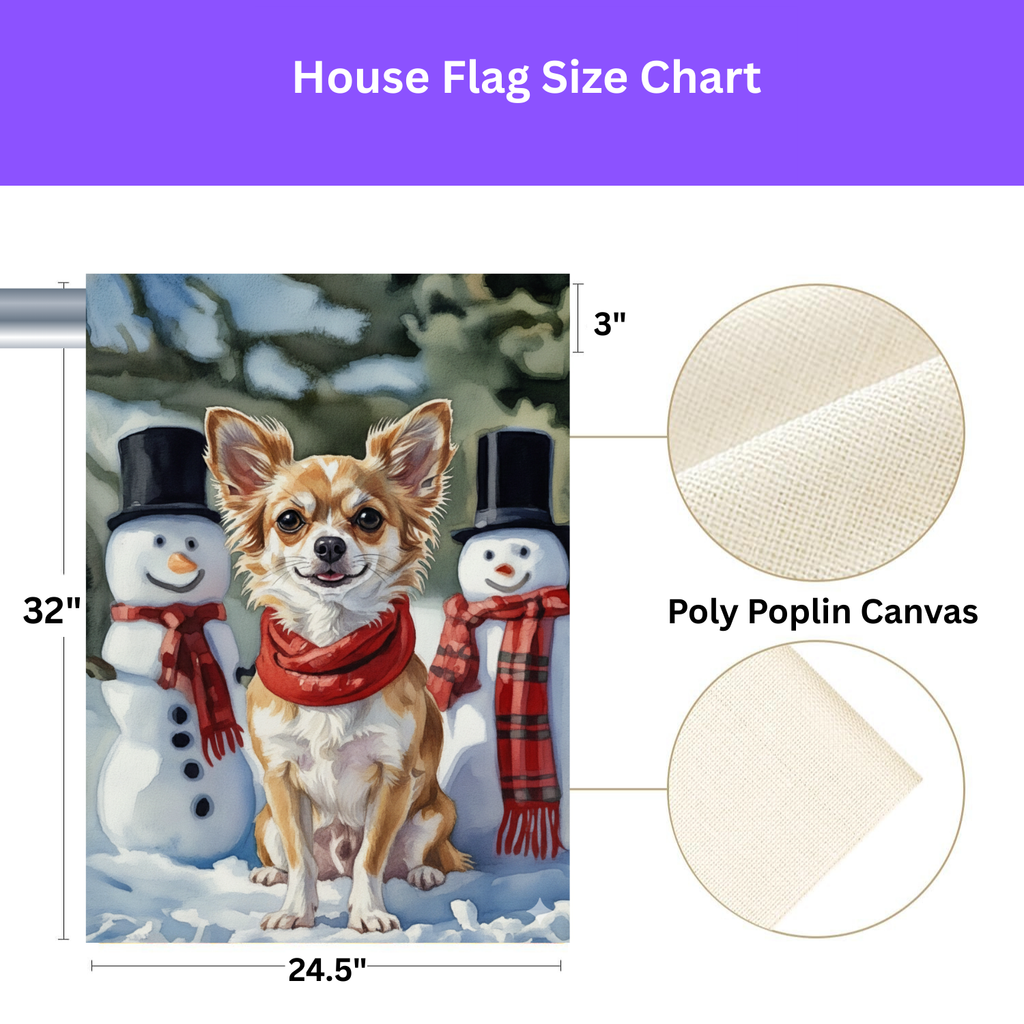 Chihuahua and Snowmen Christmas Garden Flag - yard display - Dragonfire Gardens