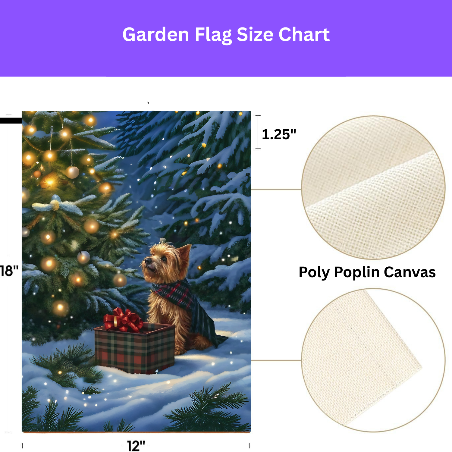Yorkshire Terrier Christmas Present Garden Flag - porch decor - Dragonfire Gardens