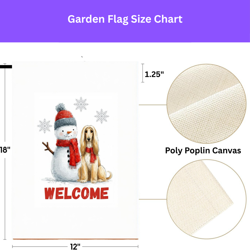 Afghan Hound and Snowman Welcome Garden Flag - porch decor - Dragonfire Gardens