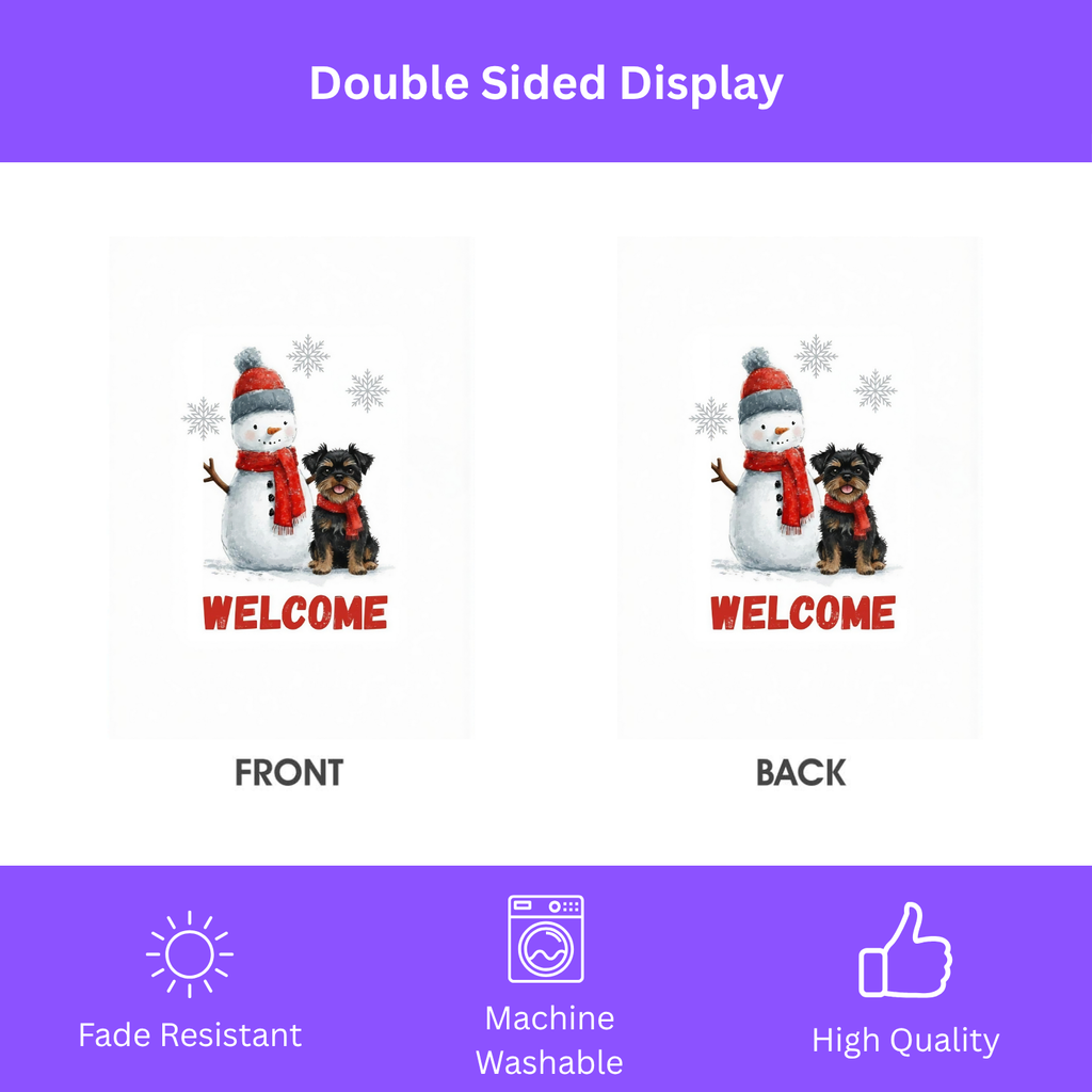 Affenpinscher and Snowman Welcome Garden Flag - double-sided design - Dragonfire Gardens