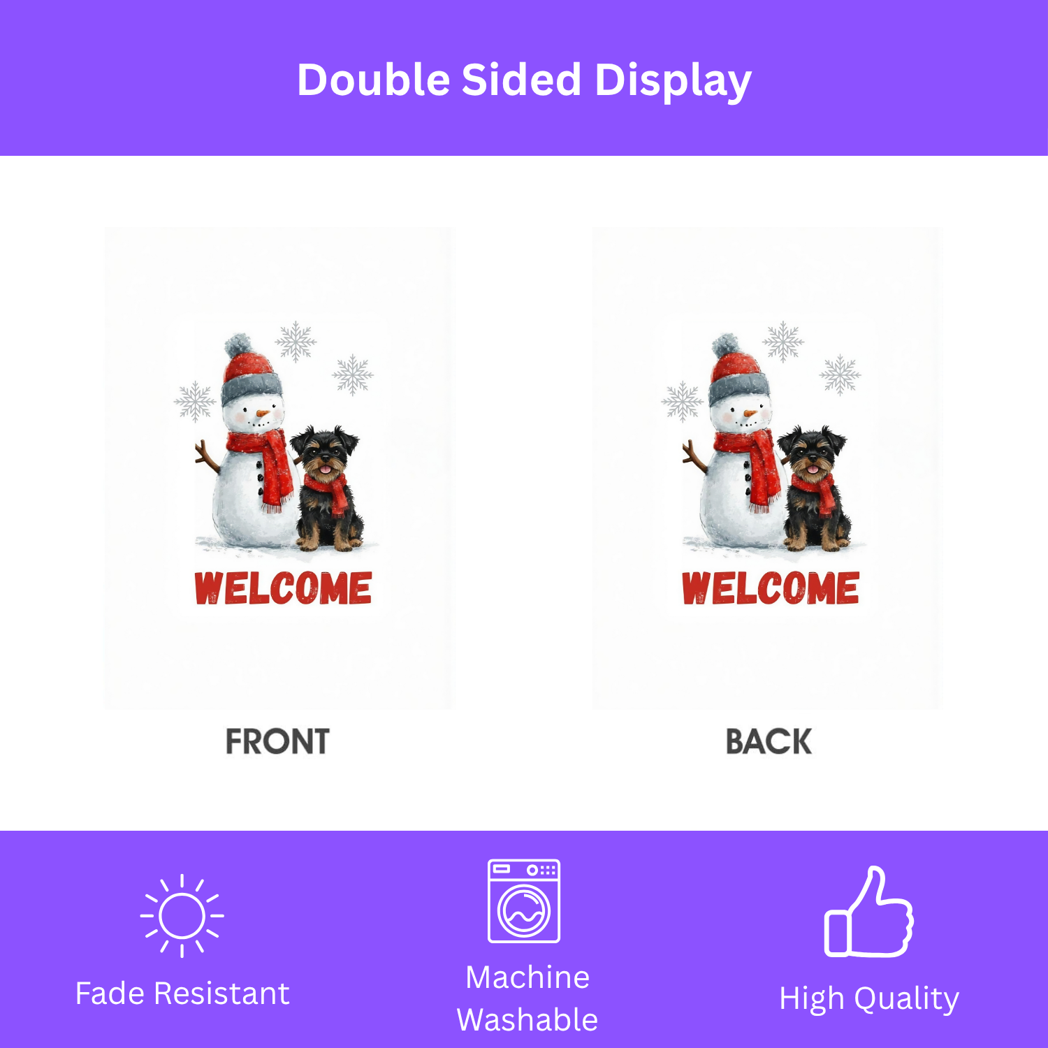 Affenpinscher and Snowman Welcome Garden Flag