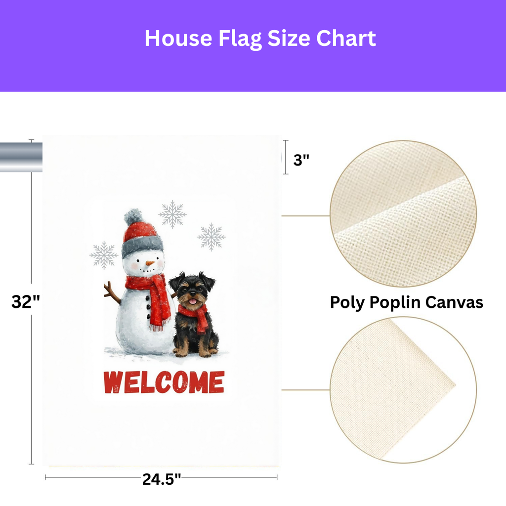 Affenpinscher and Snowman Welcome Garden Flag - yard display - Dragonfire Gardens