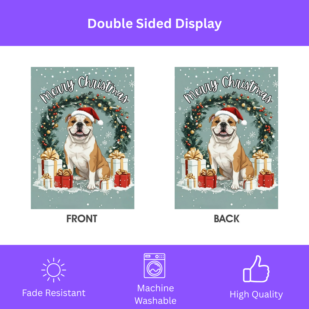Merry Christmas British Bulldog Garden Flag