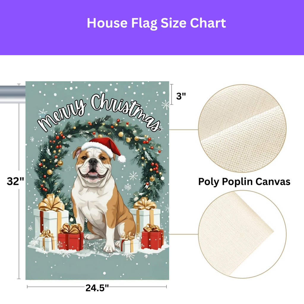 Merry Christmas British Bulldog Garden Flag