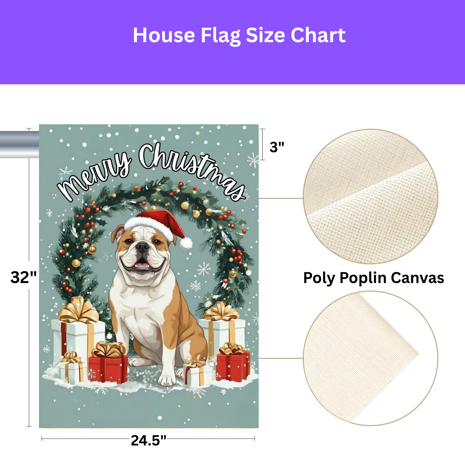 Merry Christmas British Bulldog Garden Flag
