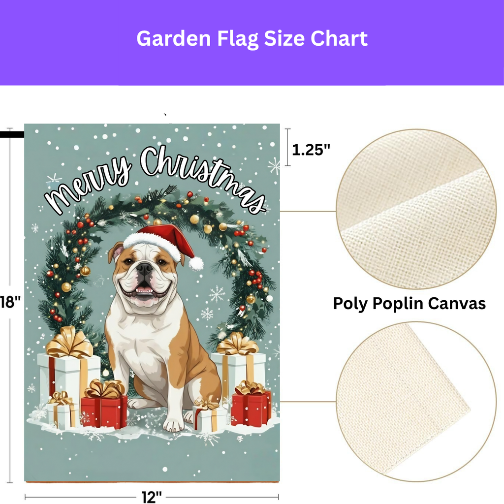 Merry Christmas British Bulldog Garden Flag