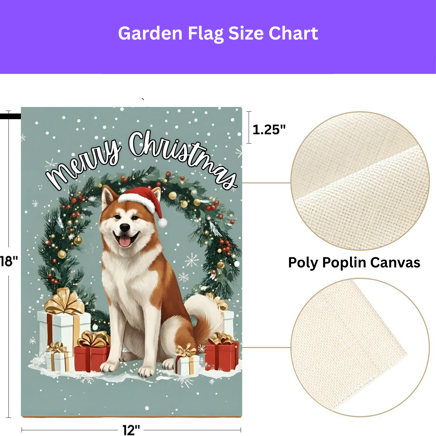 Merry Christmas Akita Garden Flag