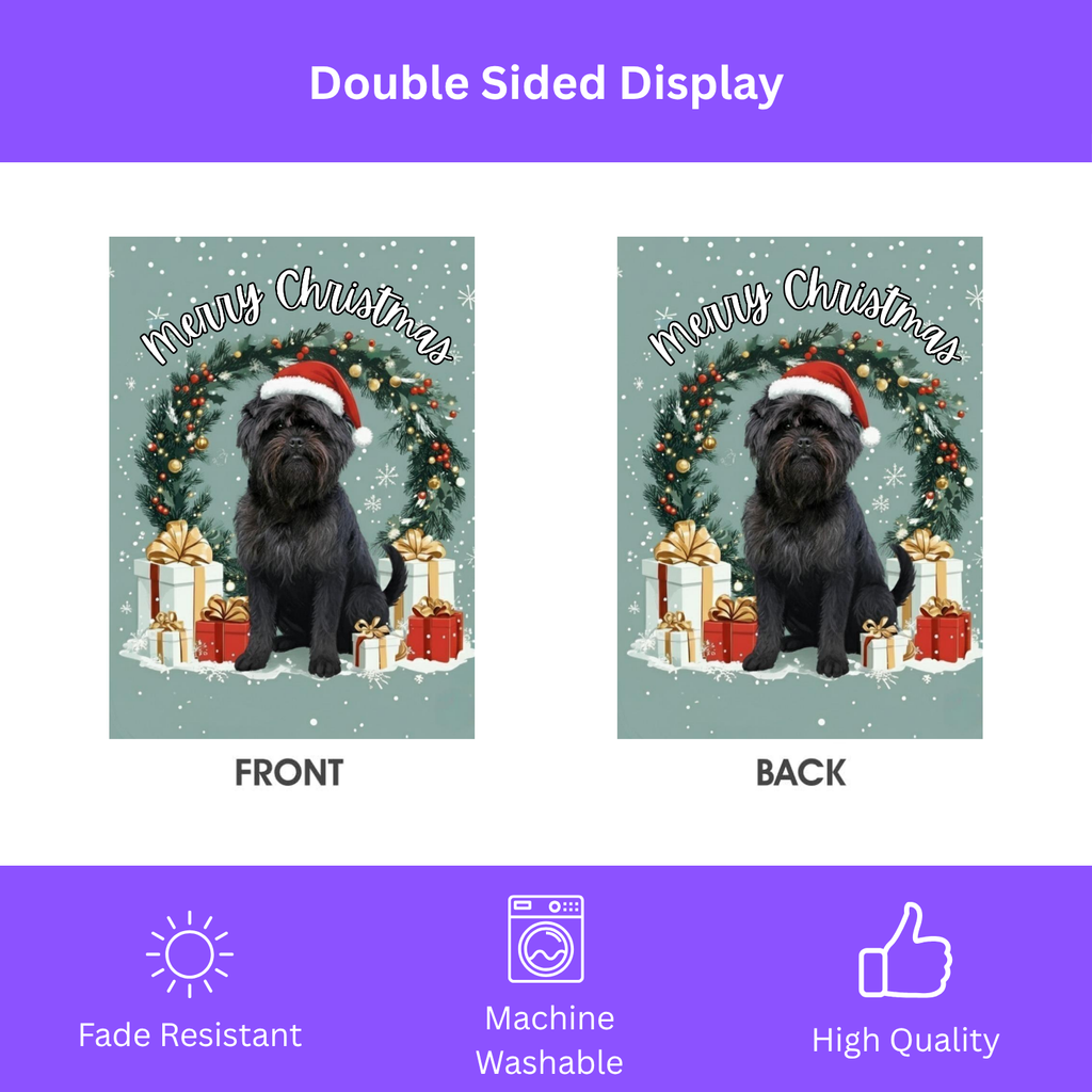 Merry Christmas Affenpinscher Garden Flag - double-sided design - Dragonfire Gardens