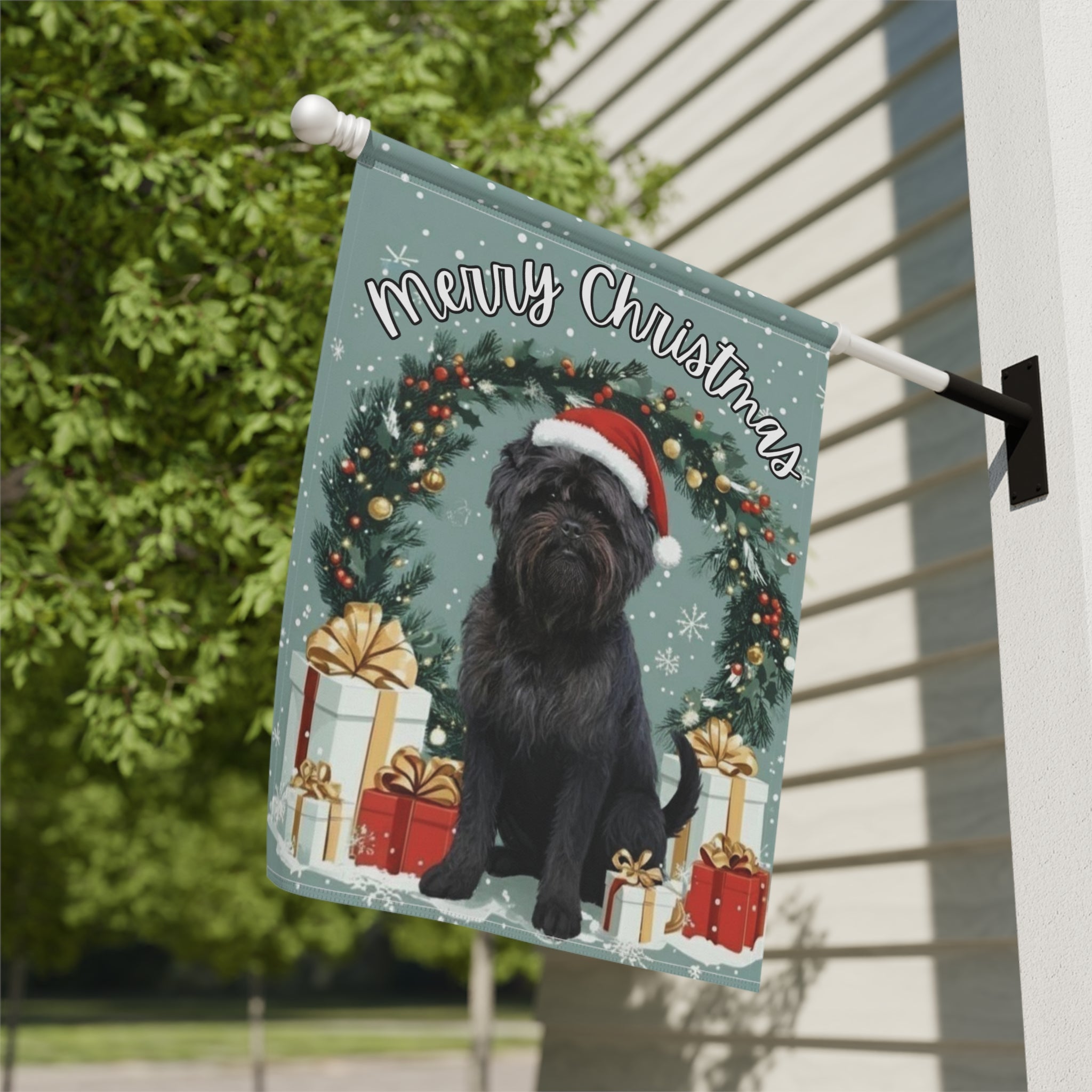 Merry Christmas Affenpinscher Garden Flag