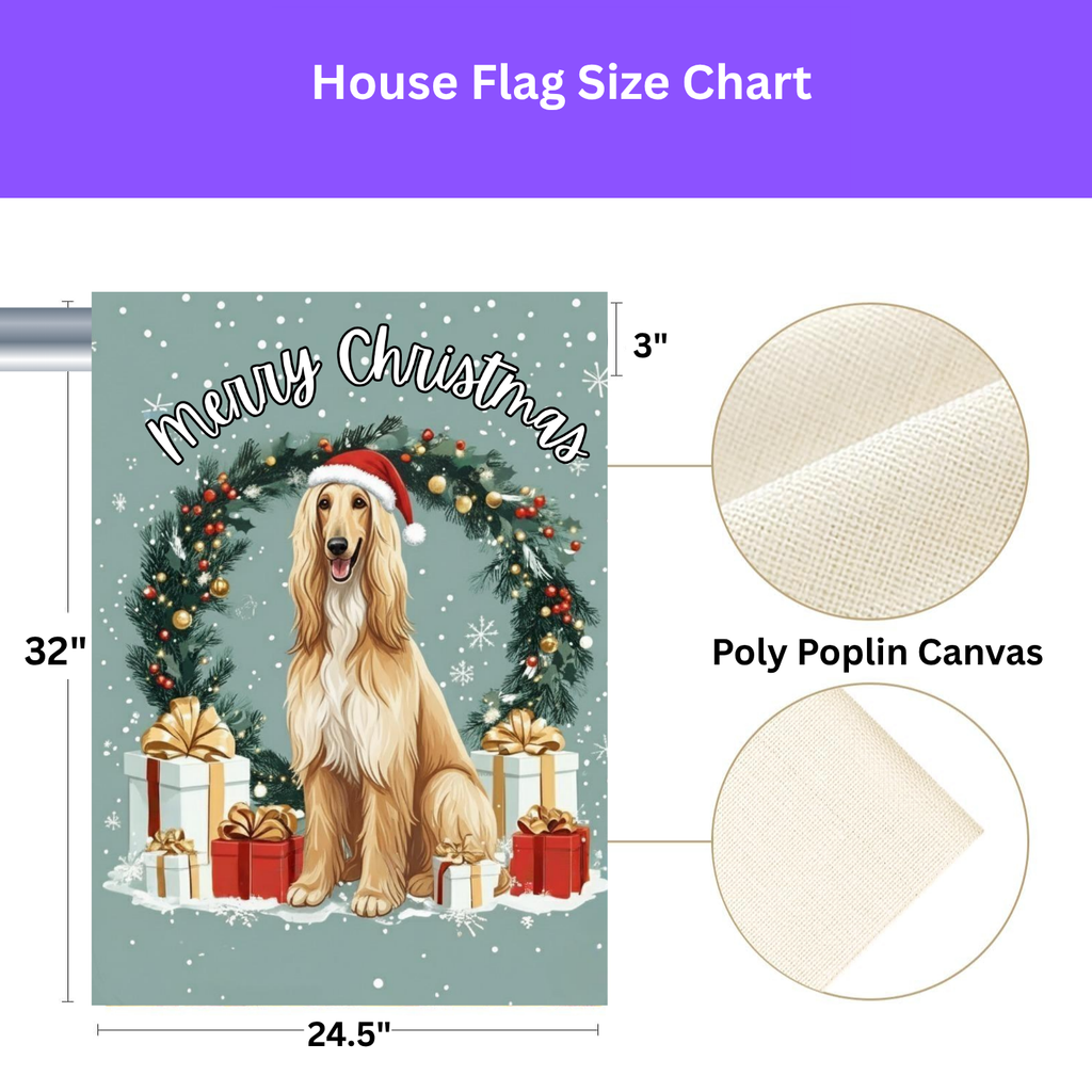 Merry Christmas Afghan Hound Garden Flag - porch decor - Dragonfire Gardens