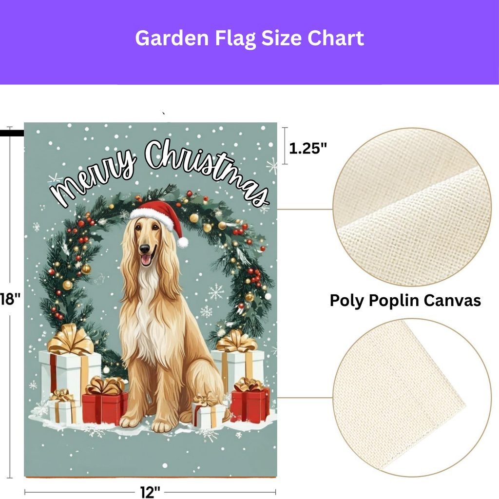Merry Christmas Afghan Hound Garden Flag - yard display - Dragonfire Gardens