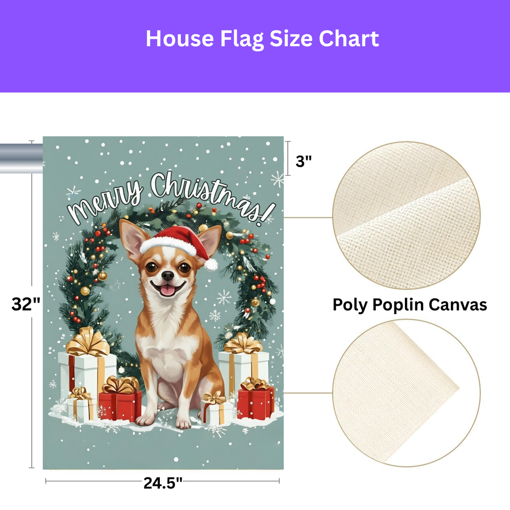 Merry Christmas Chihuahua Garden Flag - yard display - Dragonfire Gardens