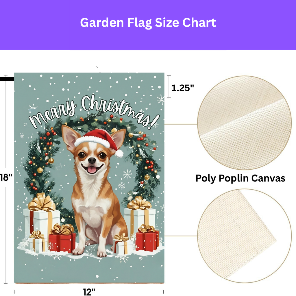 Merry Christmas Chihuahua Garden Flag - porch decor - Dragonfire Gardens