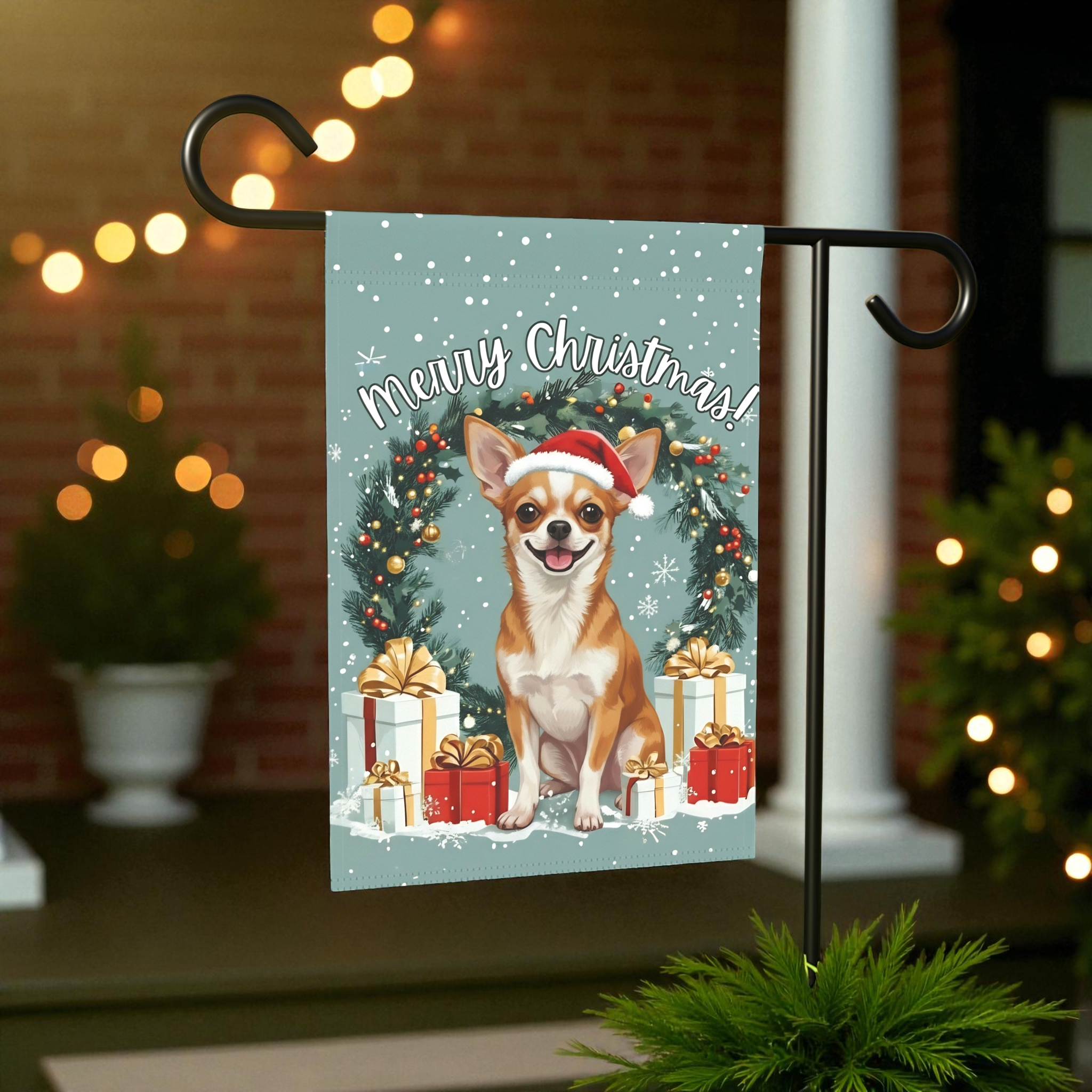 Merry Christmas Chihuahua Garden Flag