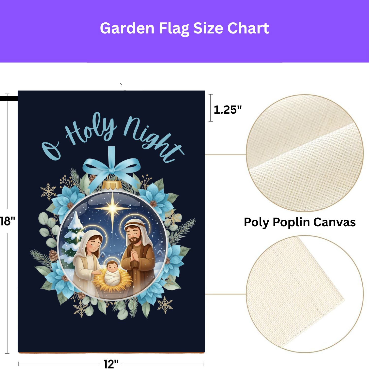 O Holy Night Nativity Ornament Garden Flag - yard display - Dragonfire Gardens