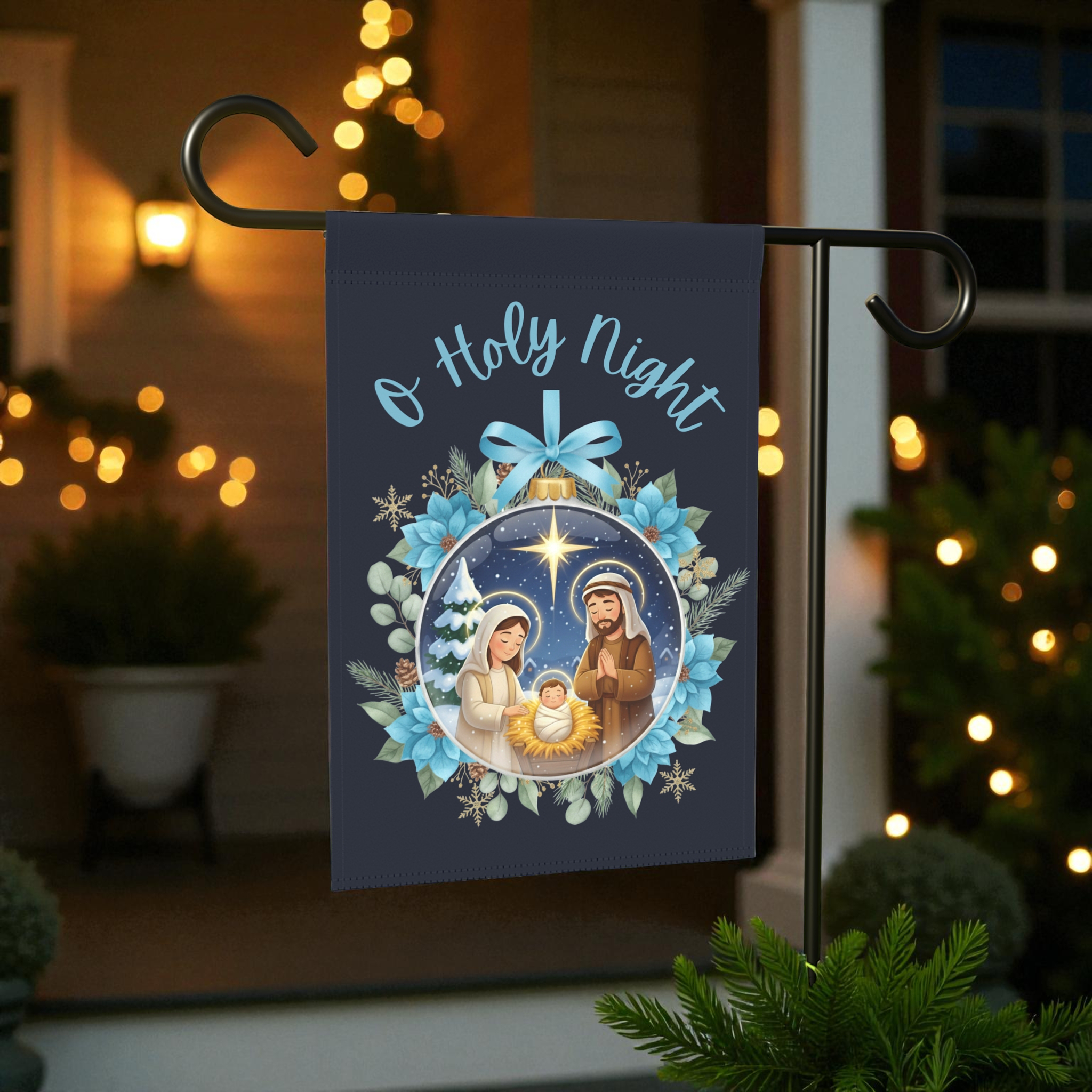 O Holy Night Nativity Ornament Garden Flag - porch decor - Dragonfire Gardens
