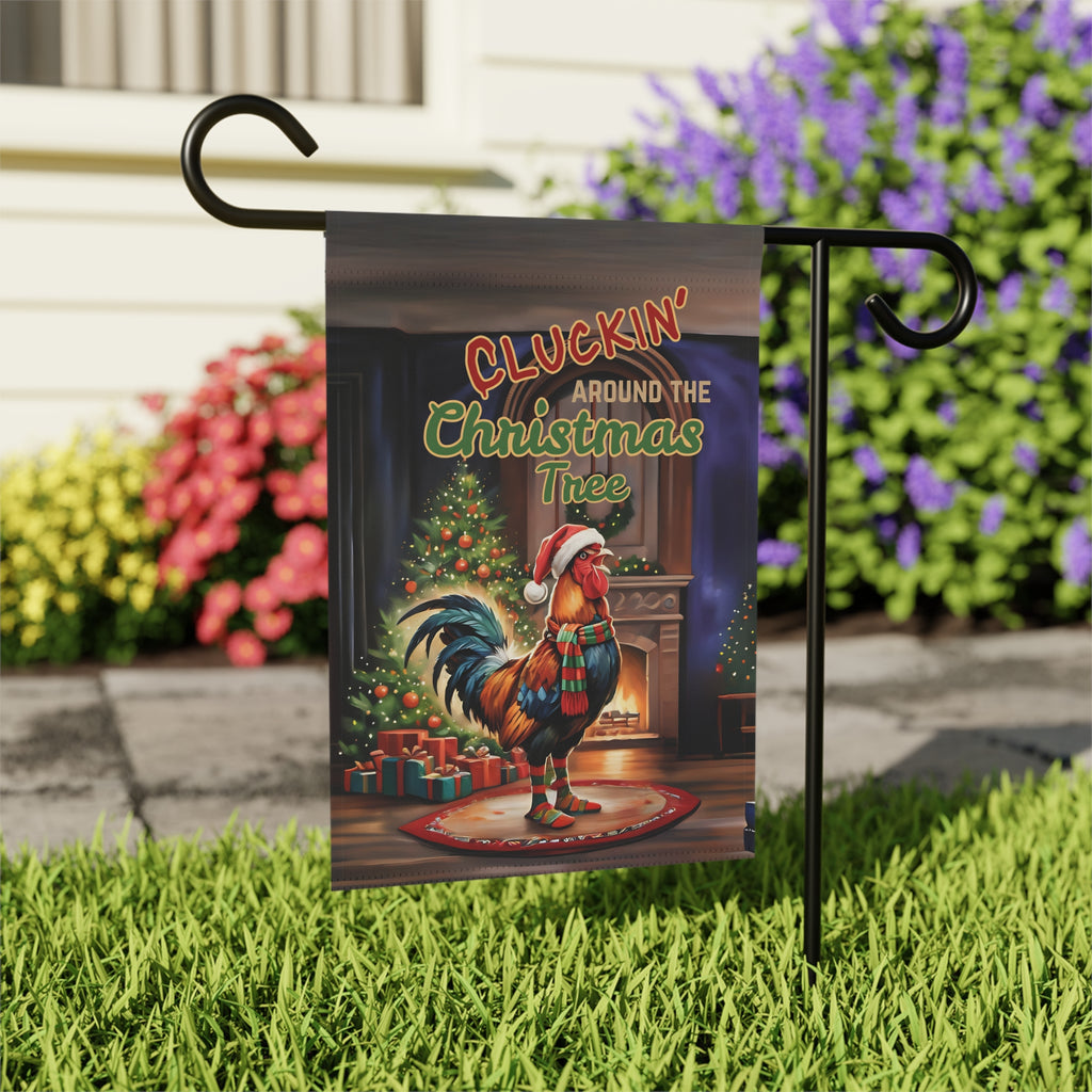 Christmas Rooster Garden Flag