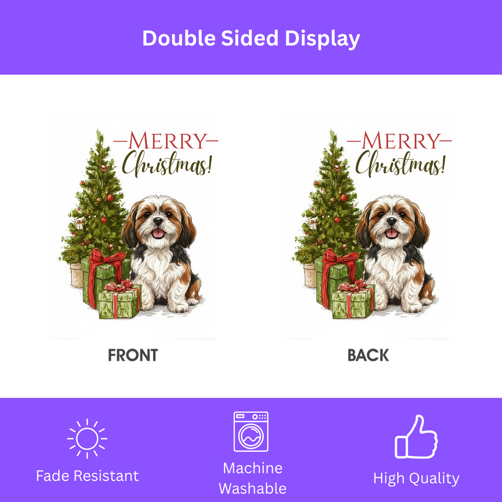 Shih Tzu and Present Christmas Garden Flag