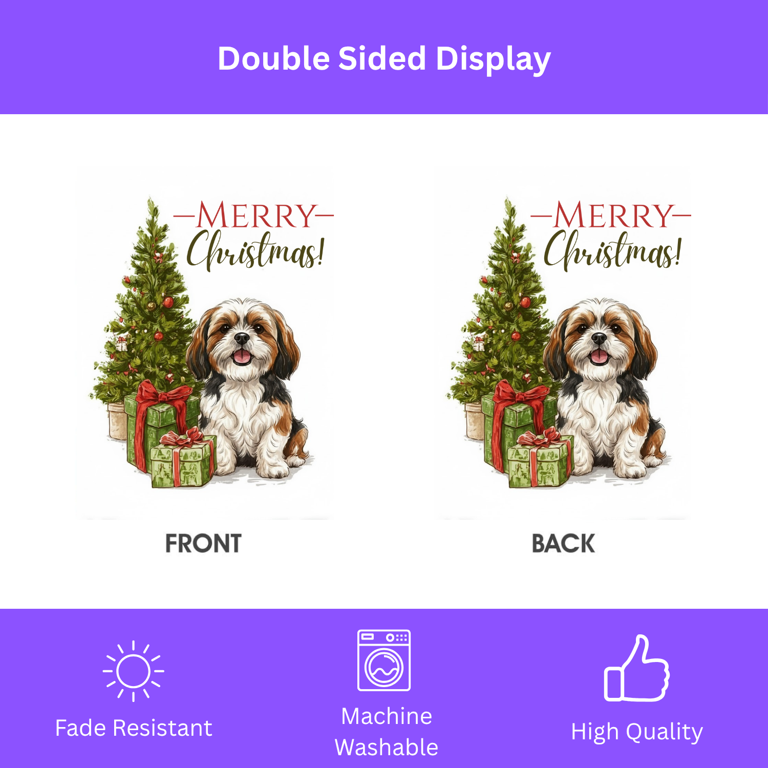 Shih Tzu and Present Christmas Garden Flag