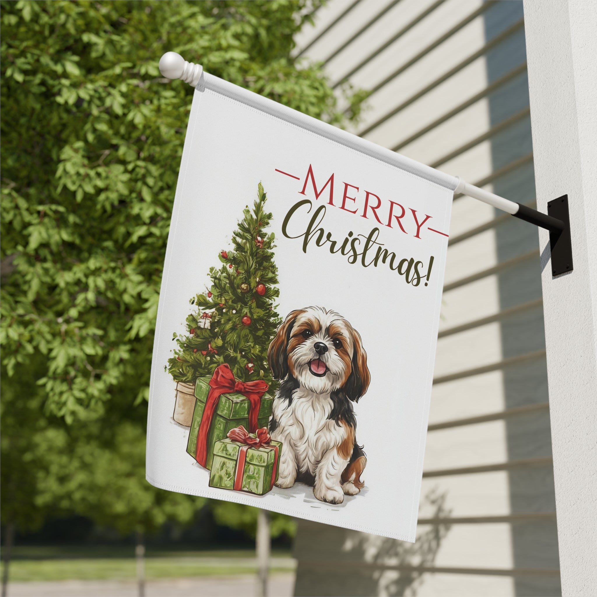 Shih Tzu and Present Christmas Garden Flag