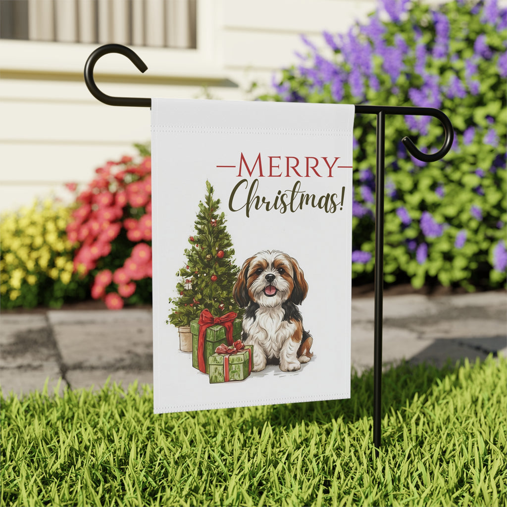 Shih Tzu and Present Christmas Garden Flag