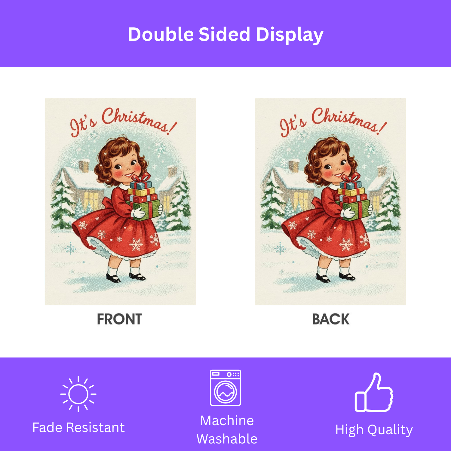 Vintage Little Girl Christmas Garden Flag