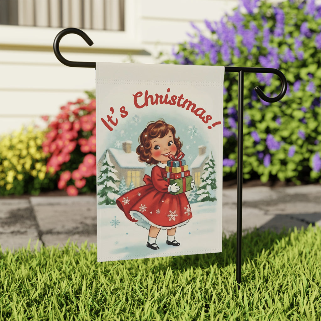 Vintage Little Girl Christmas Garden Flag