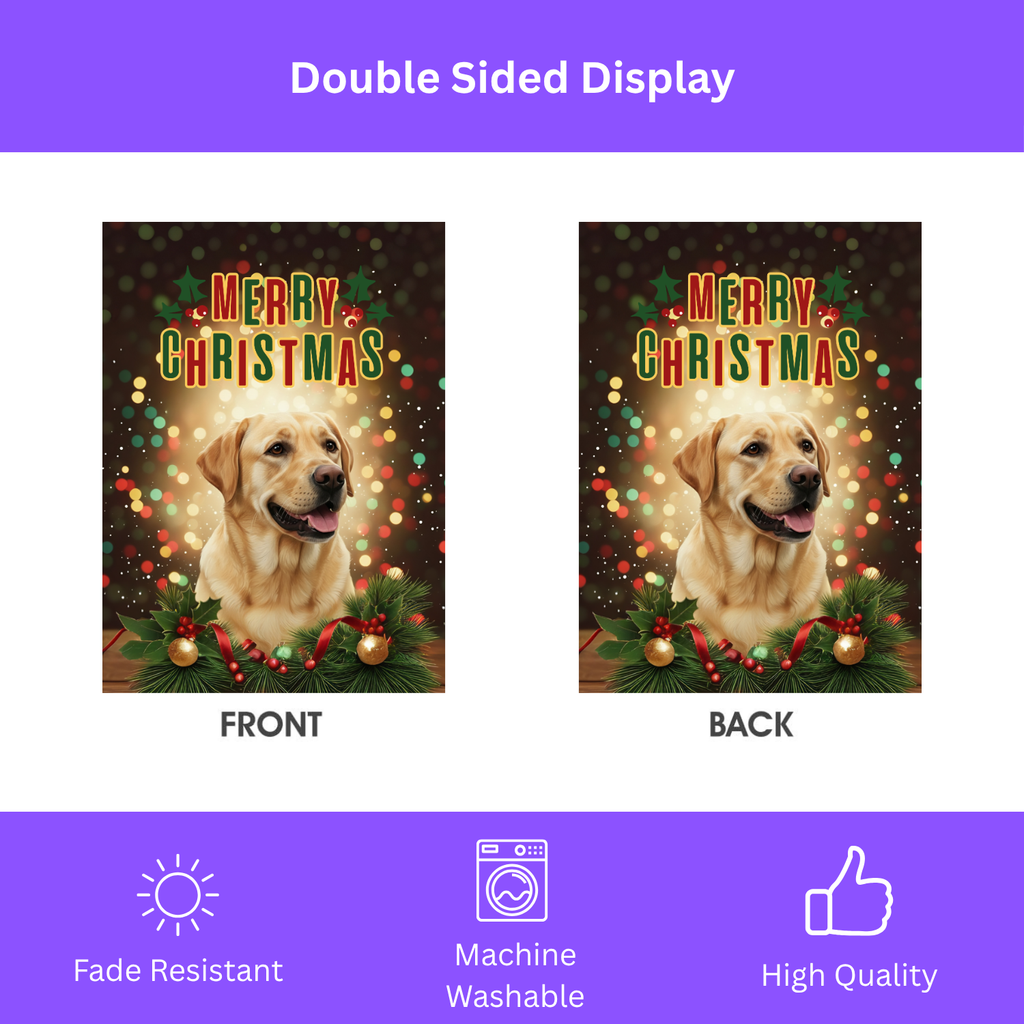 Merry Christmas Yellow Labrador Garden Flag