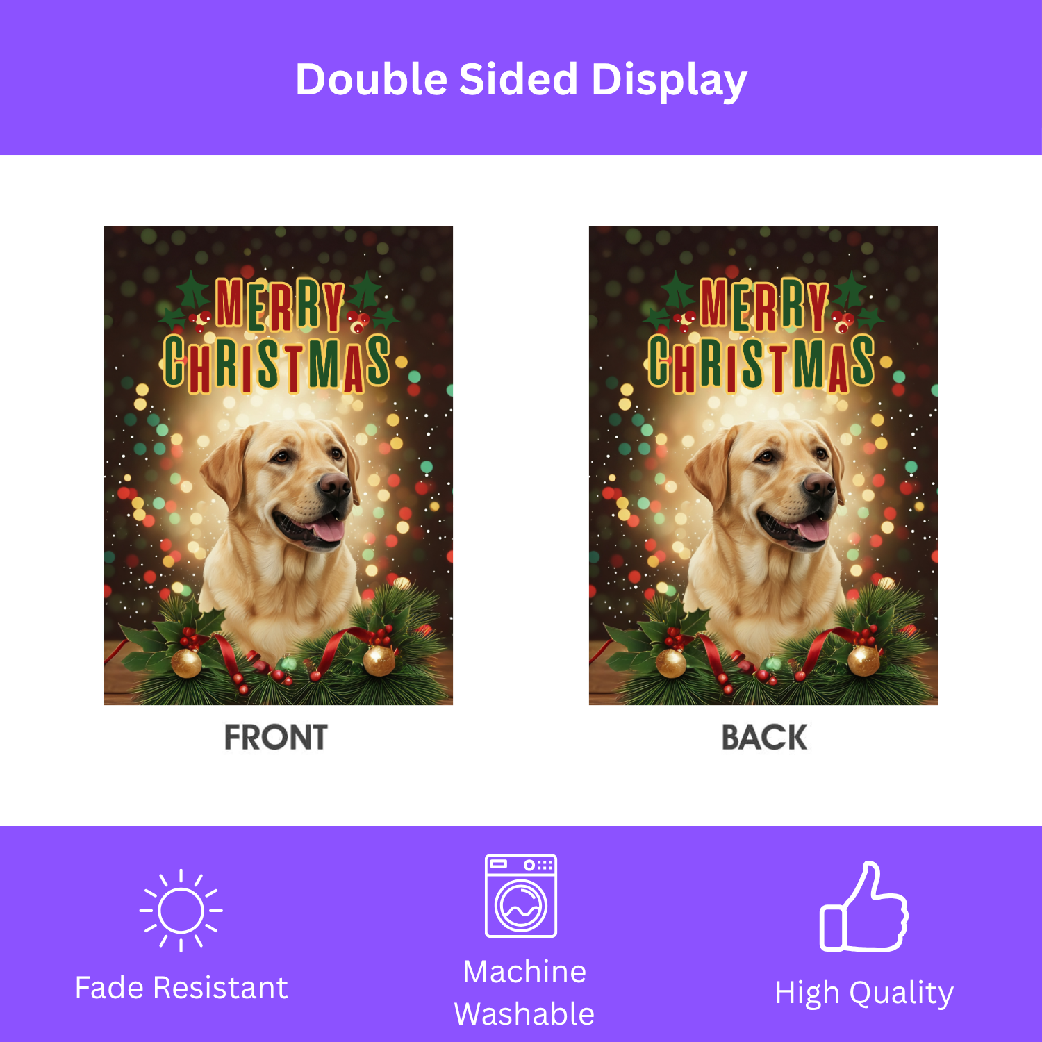 Merry Christmas Yellow Labrador Garden Flag